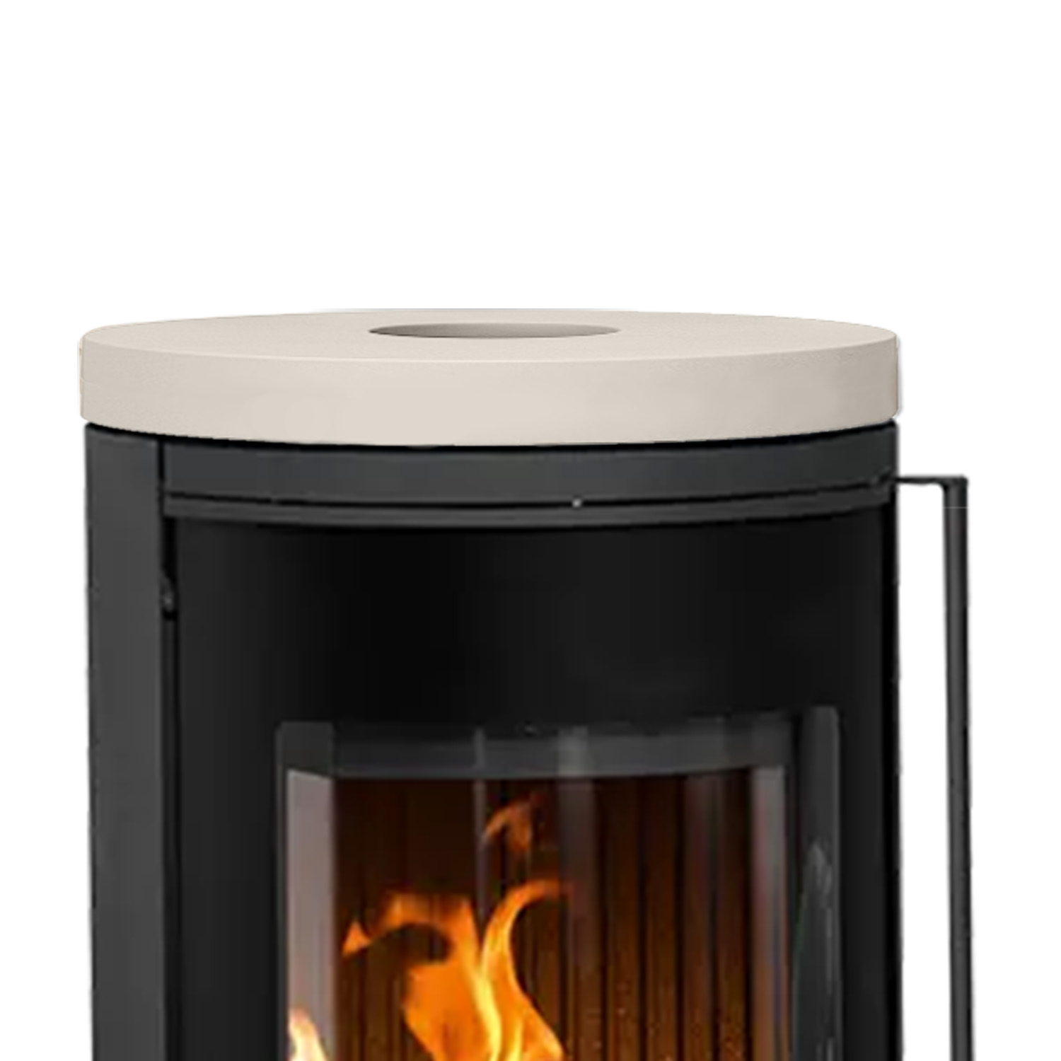 Oranier Arena 2.0 Kaminofen Stahl Schwarz mit Abdeckplatte Kalkstein Cream