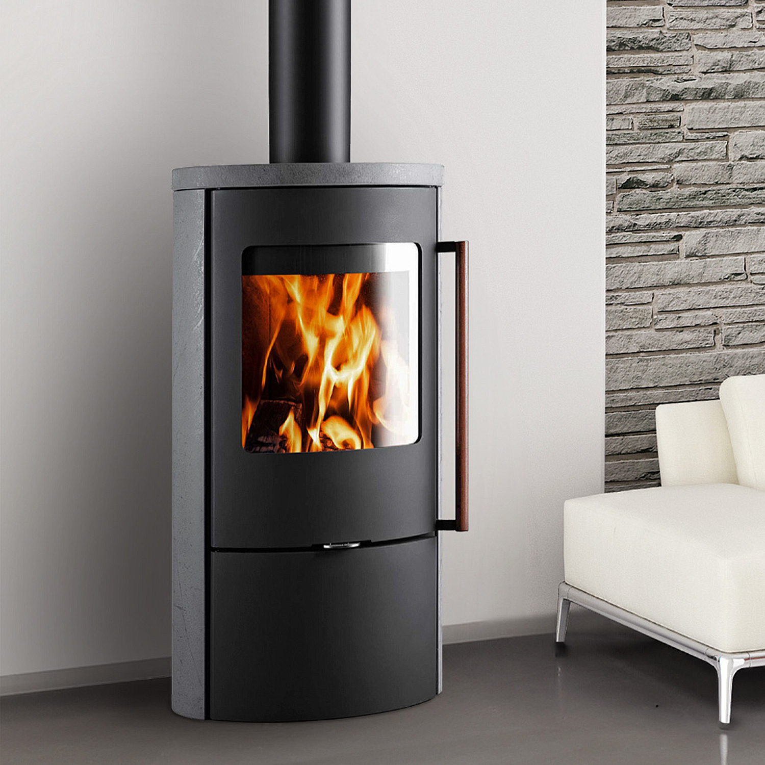 Novaline Carino SK Grey Rock Kaminofen