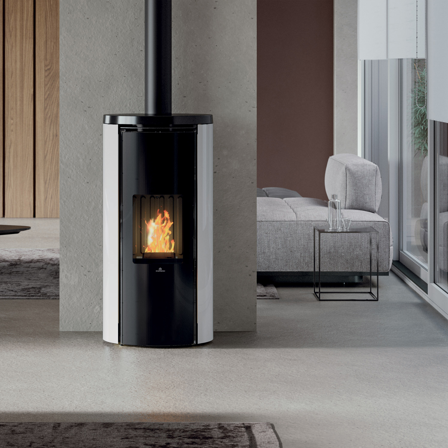 Edilkamin Celia Air Tight Plus Pelletofen Stahl Schwarz / Glas Weiß Edilkamin Celia Air Tight Plus Pelletofen Stahl Schwarz / Glas Weiß