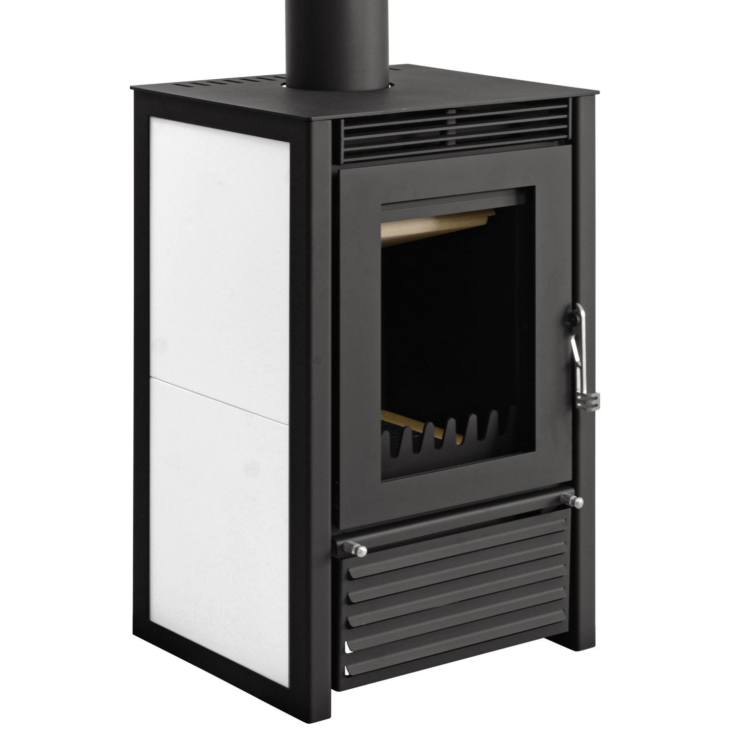 Schmitzker Marbella Compact Weiß Wasserführender Kaminofen - Komplett-Set mit Pufferspeicher TPSM 300L, inkl. Isolierung