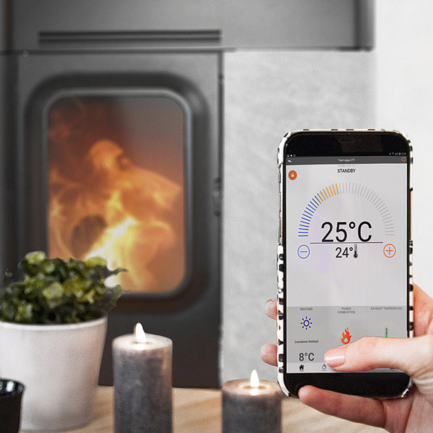 Justus smartCon-WiFi-Modul App für Pelletöfen Justus smartCon-WiFi-Modul App für Pelletöfen