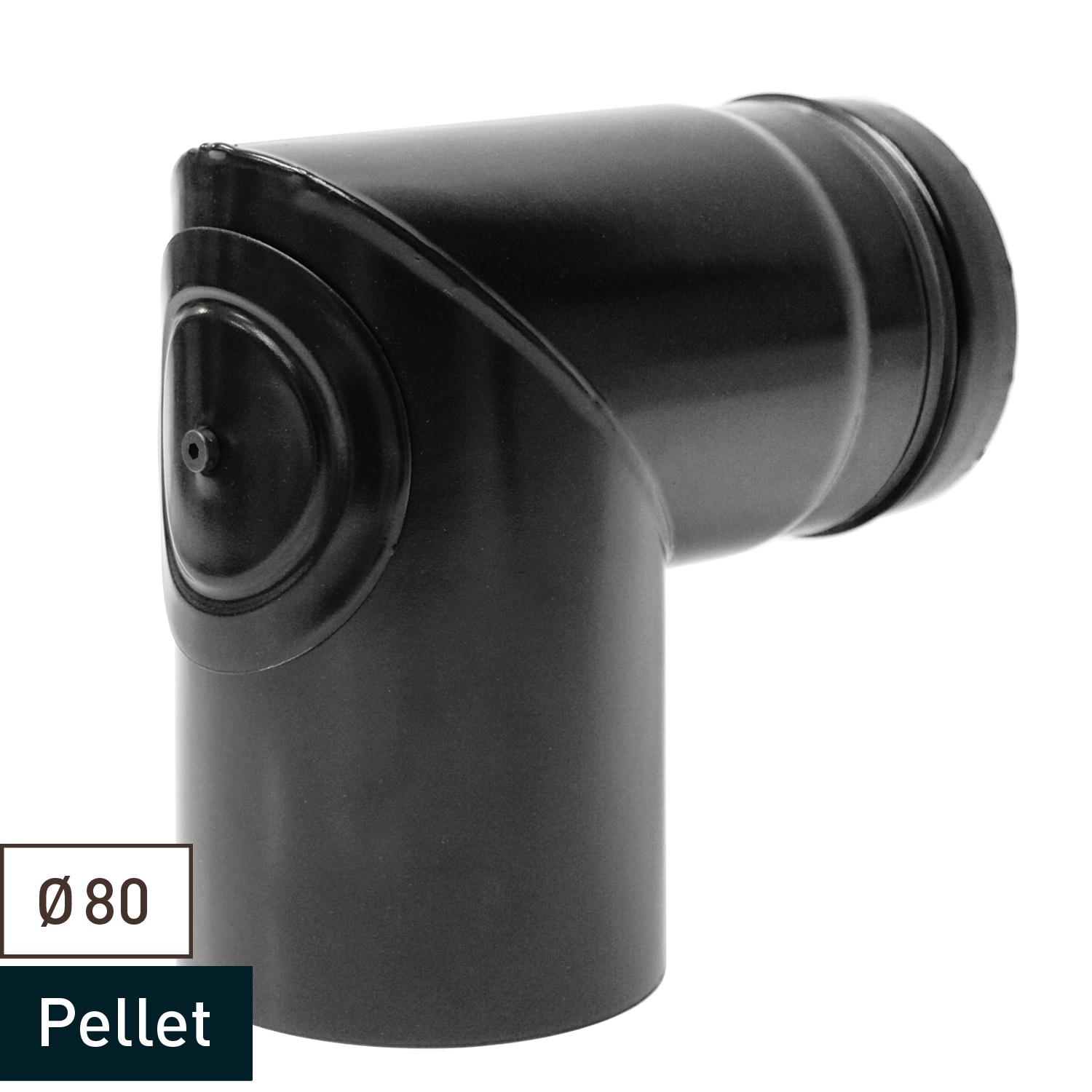 Raik Pelletrohr / Ofenrohr 80 mm - 90° Bogen zweiteilig mit Reinigungsöffnung