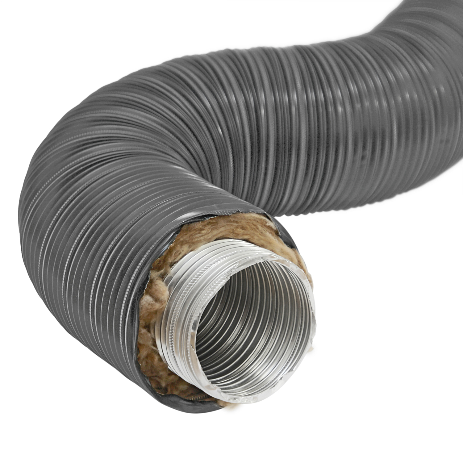 Therm Flex Aluflexrohr isoliert grau Ø 125 mm Länge 0,75 m, für Außenluft-Anschluss Therm Flex Aluflexrohr isoliert grau Ø 125 mm Länge 0,75 m, für Außenluft-Anschluss