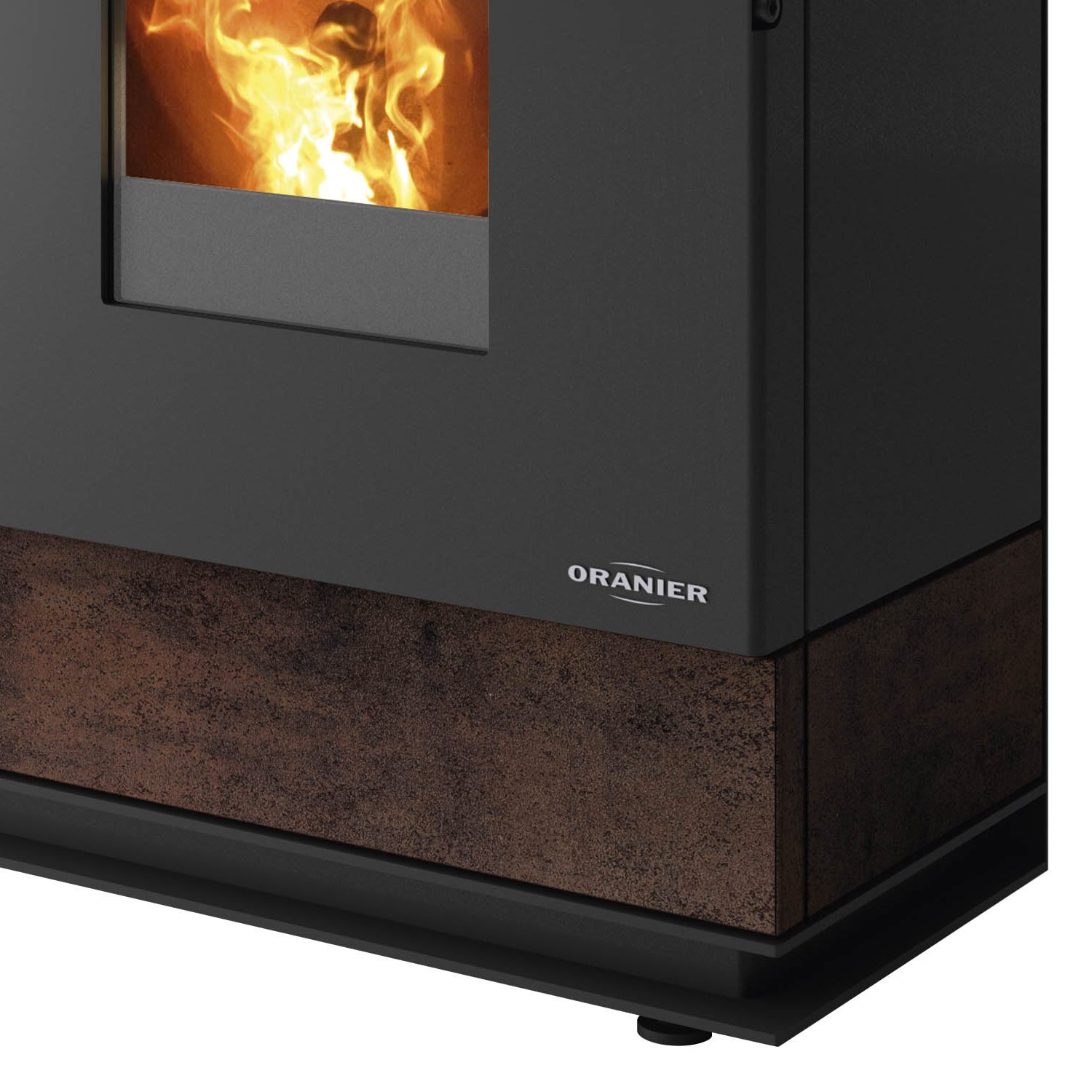 Oranier Boreas Aqua Wasserführender Pelletofen Sintered Stone Korten, Rauchabgang hinten Oranier Boreas Aqua Wasserführender Pelletofen Sintered Stone Korten, Rauchabgang hinten