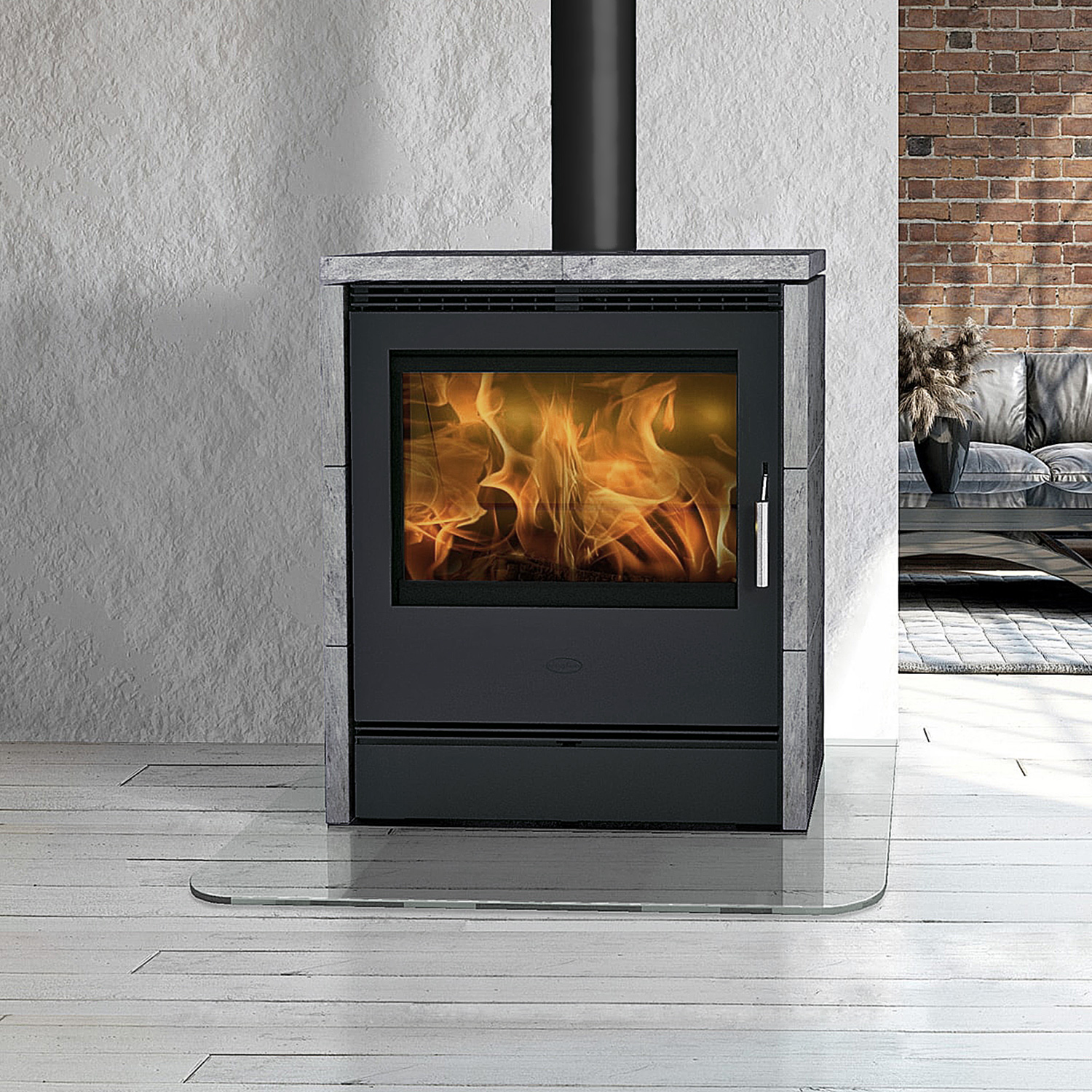 Fireplace Rönky Dauerbrandofen Stahl Gussgrau | Speckstein