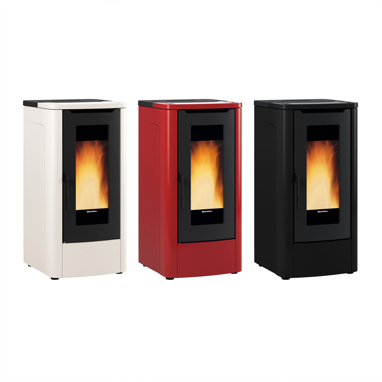 Extraflame Teorema Plus Pelletofen Stahl Schwarz + 450 kg Pellets gratis