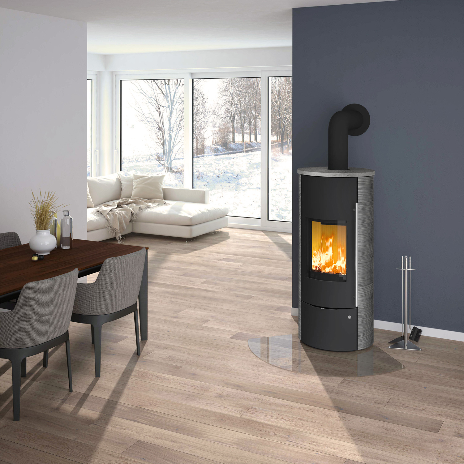 Olsberg Tolima Aqua II Compact Wasserführender Kaminofen Stahl Schwarz | Keramikverkleidung Curlo