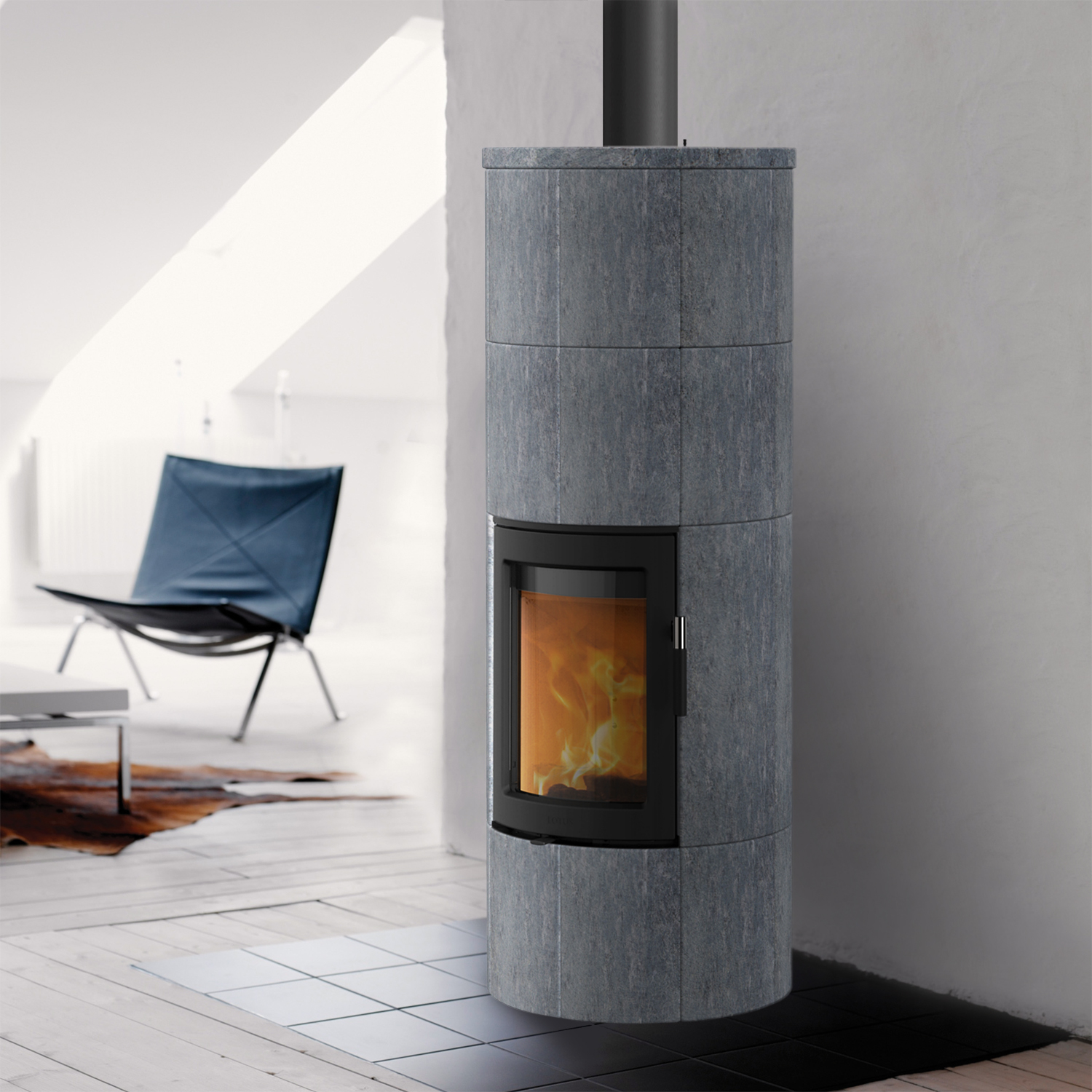 Lotus Maestro 2 Kaminofen Speckstein, Tür Schwarz, Rauchabgang oben