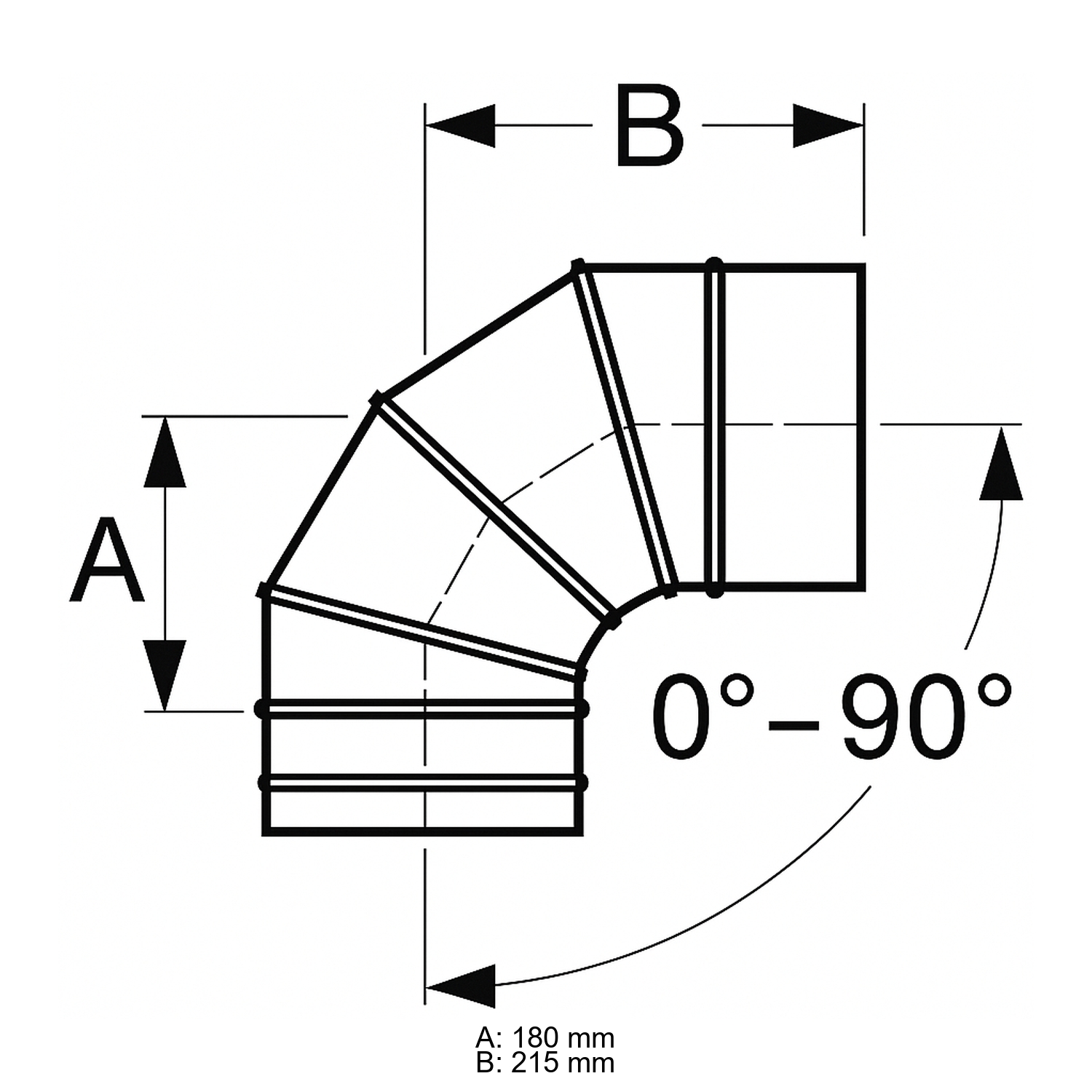 Schiedel PRIMA PLUS Bogen 0-90° drehbar Ø113 mm einwandig matt