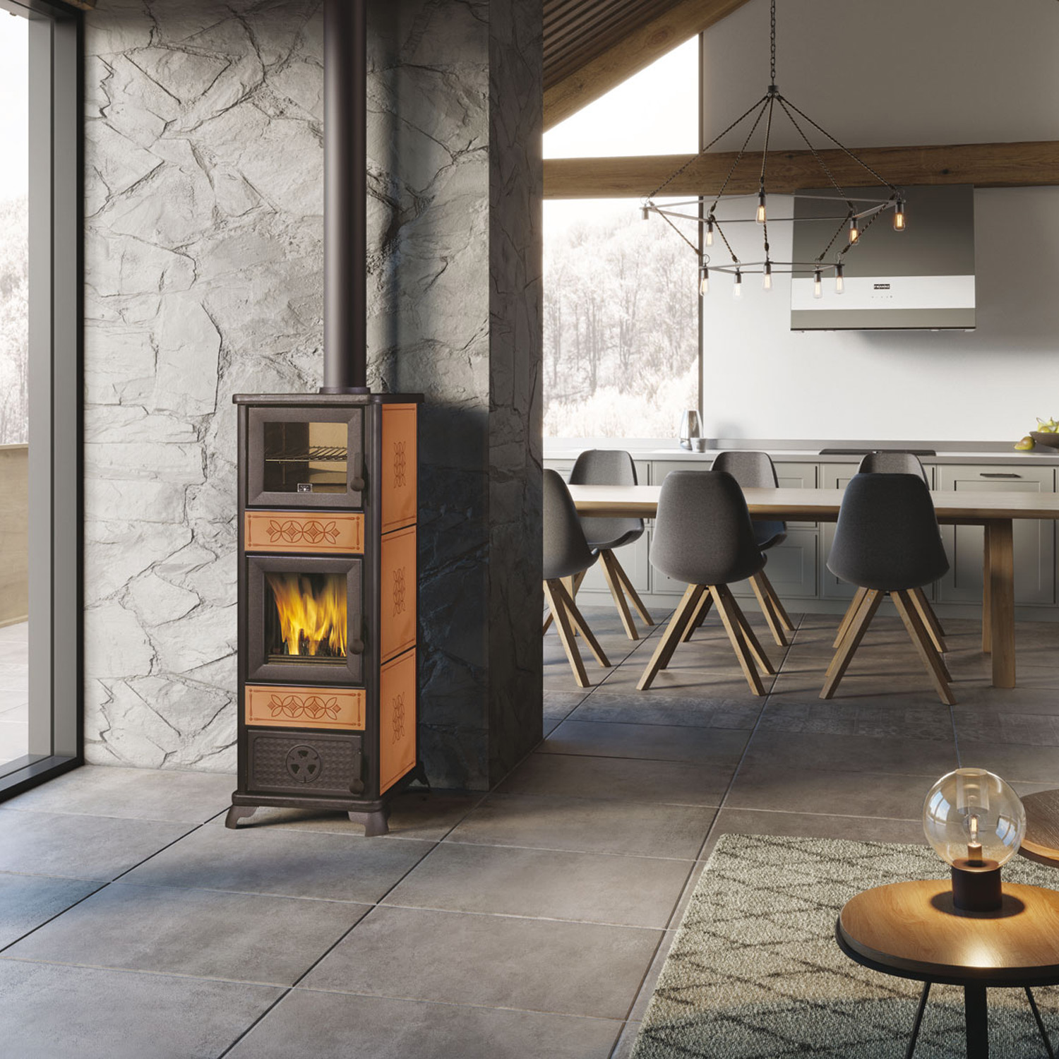 EK63 Decor C Evo Kaminofen Keramik leder