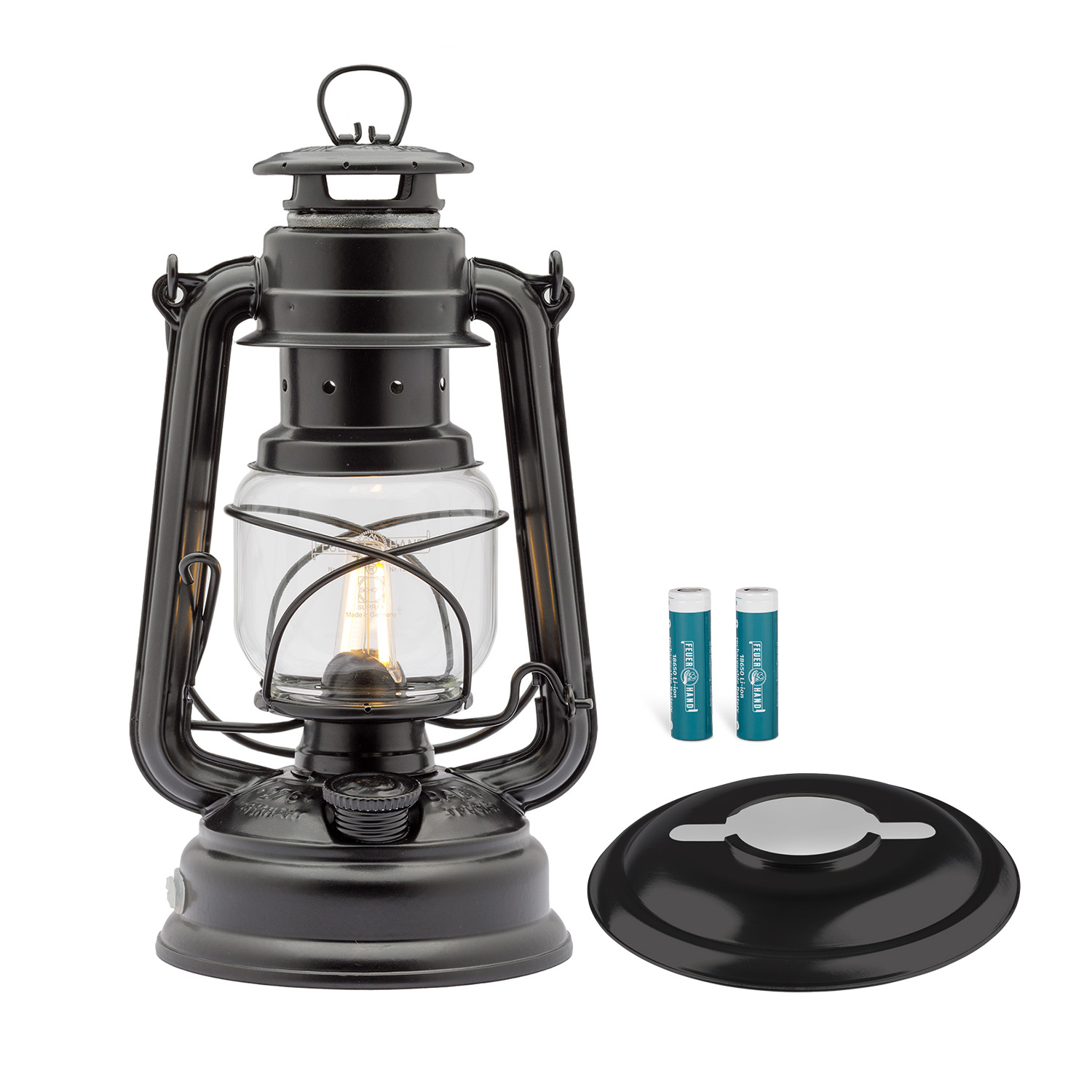 Feuerhand Interior Set Mattschwarz (Baby Special LED-Lampe, Akku und Refelktorschirm)