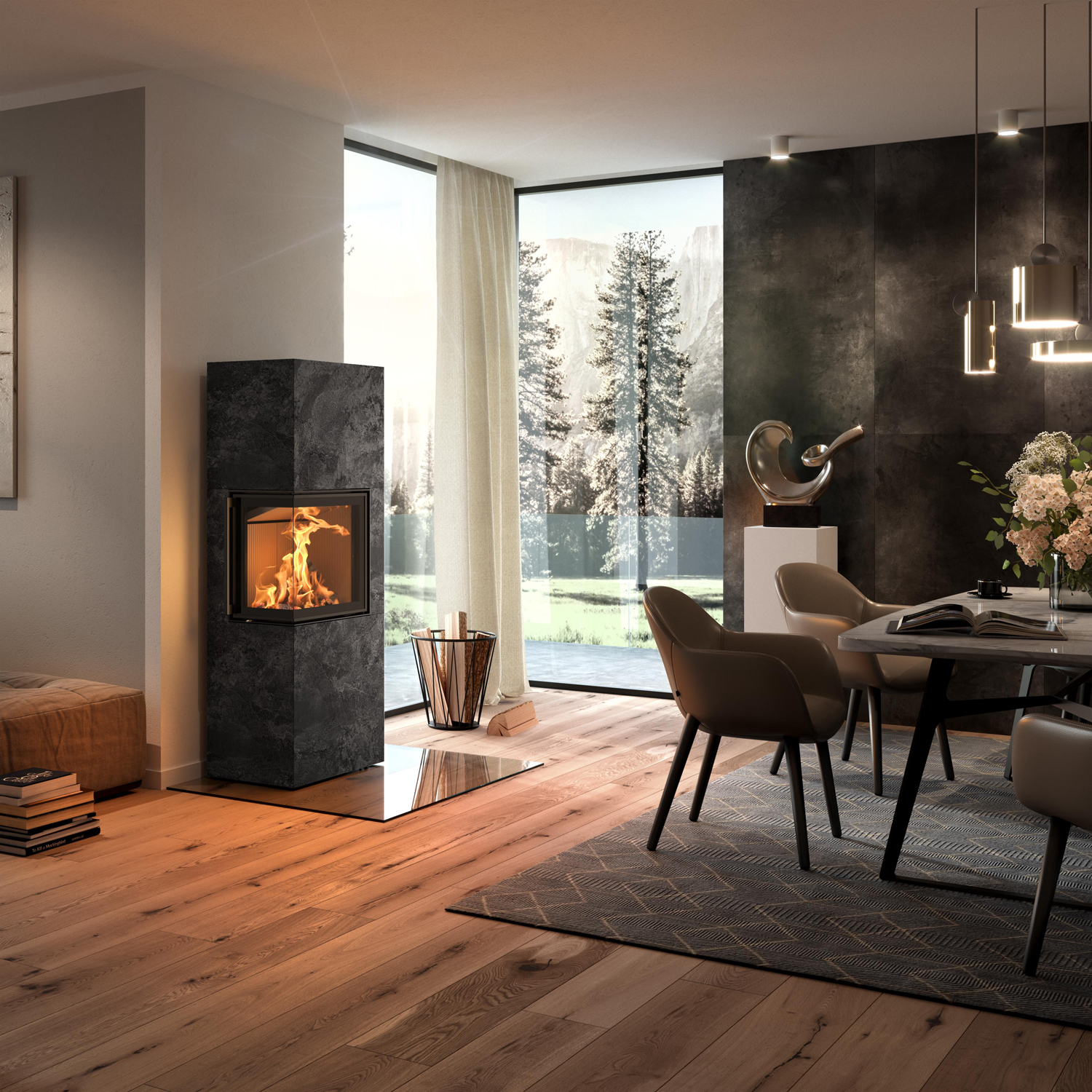 Spartherm Lungo 2L Kaminofen Keramik Krater riverwashed