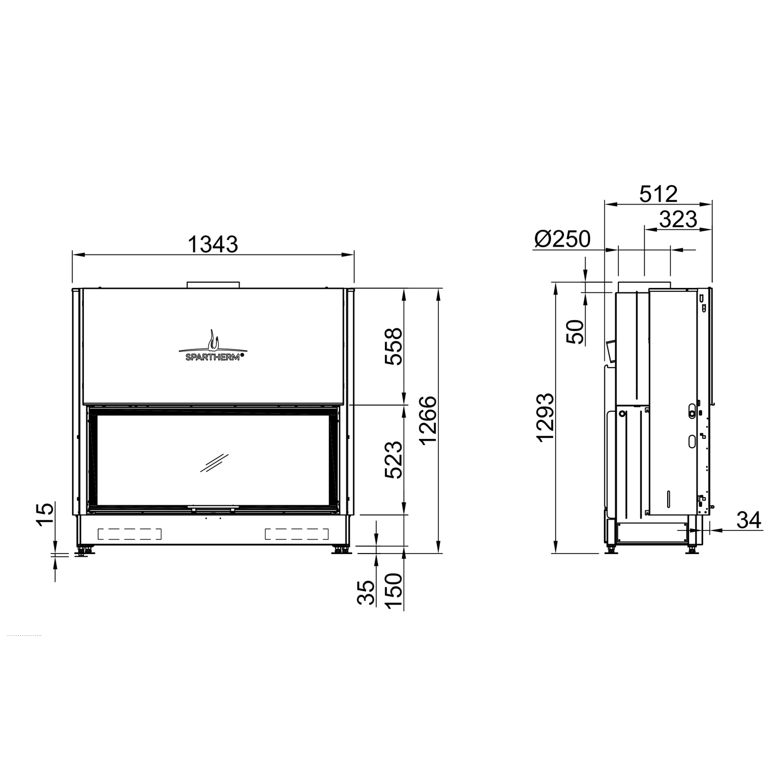Spartherm Varia B-120h Kamineinsatz 250 mm RR