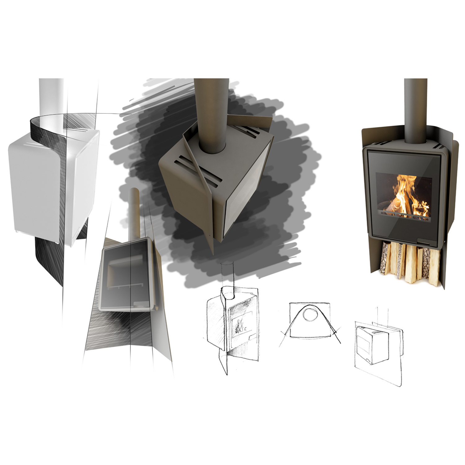 HS Flamingo Deluxe Island Kaminofen Schwarz HS Flamingo Deluxe Island Kaminofen Schwarz