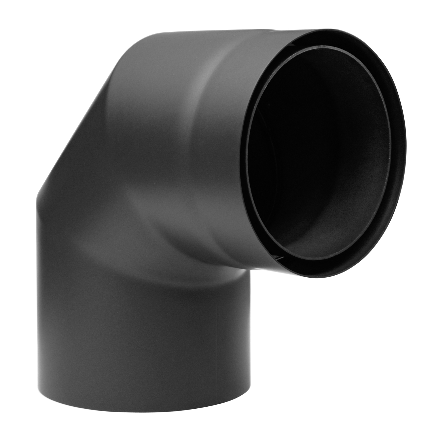 Raik Izoker Rauchrohrbogen 150mm schwarz doppelwandig 90° ohne Tür für Rauchrohr / Ofenrohr