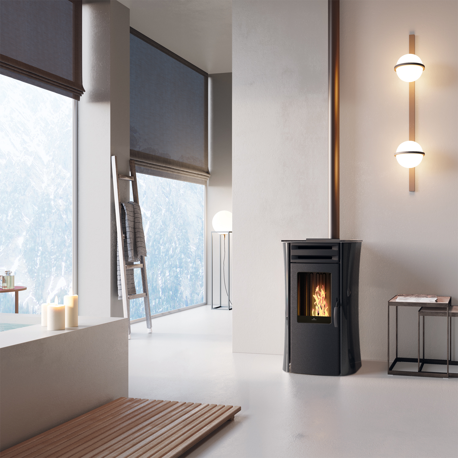 Edilkamin Dania Air Tight Plus Pelletofen Stahl Schwarz / Glas Schwarz