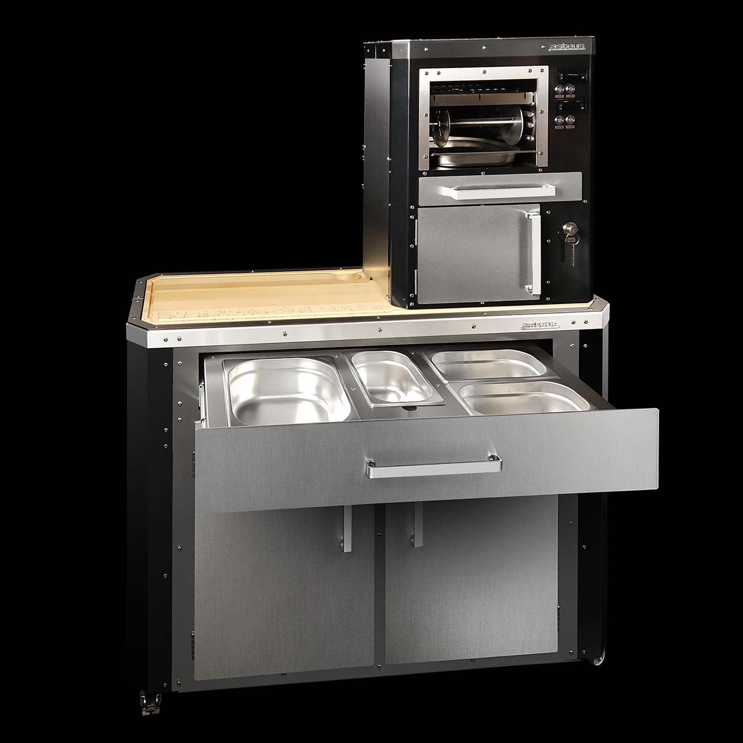 Asteus Tephra Lifestyle Grillstation Edelstahl & schwarz emailliert Asteus Tephra Lifestyle Grillstation Edelstahl & schwarz emailliert