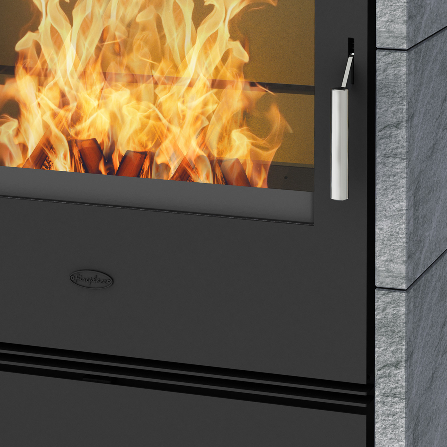Fireplace Rönky Dauerbrandofen Stahl Gussgrau | Speckstein