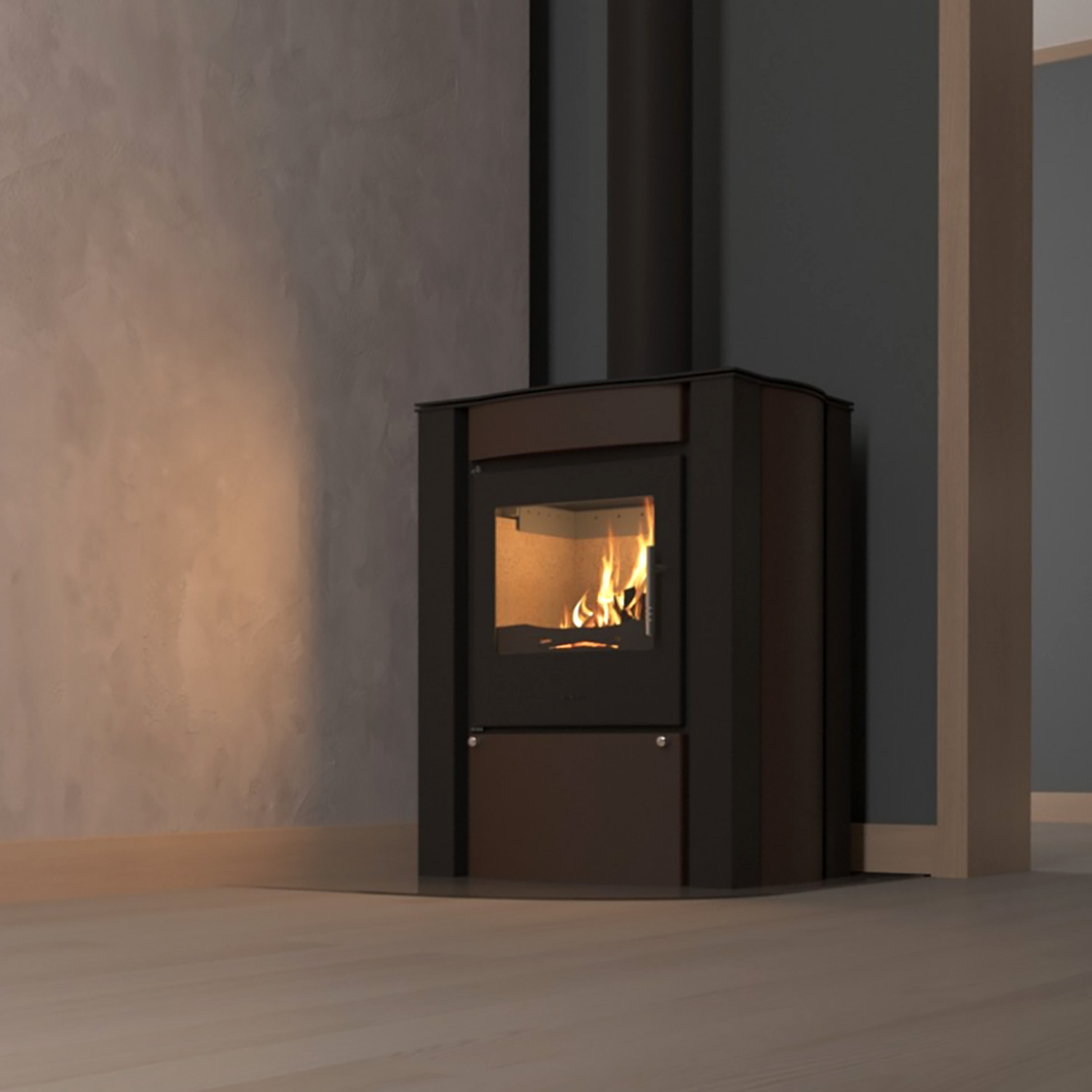 HS Flamingo AMOS Kaminofen Samet Brown