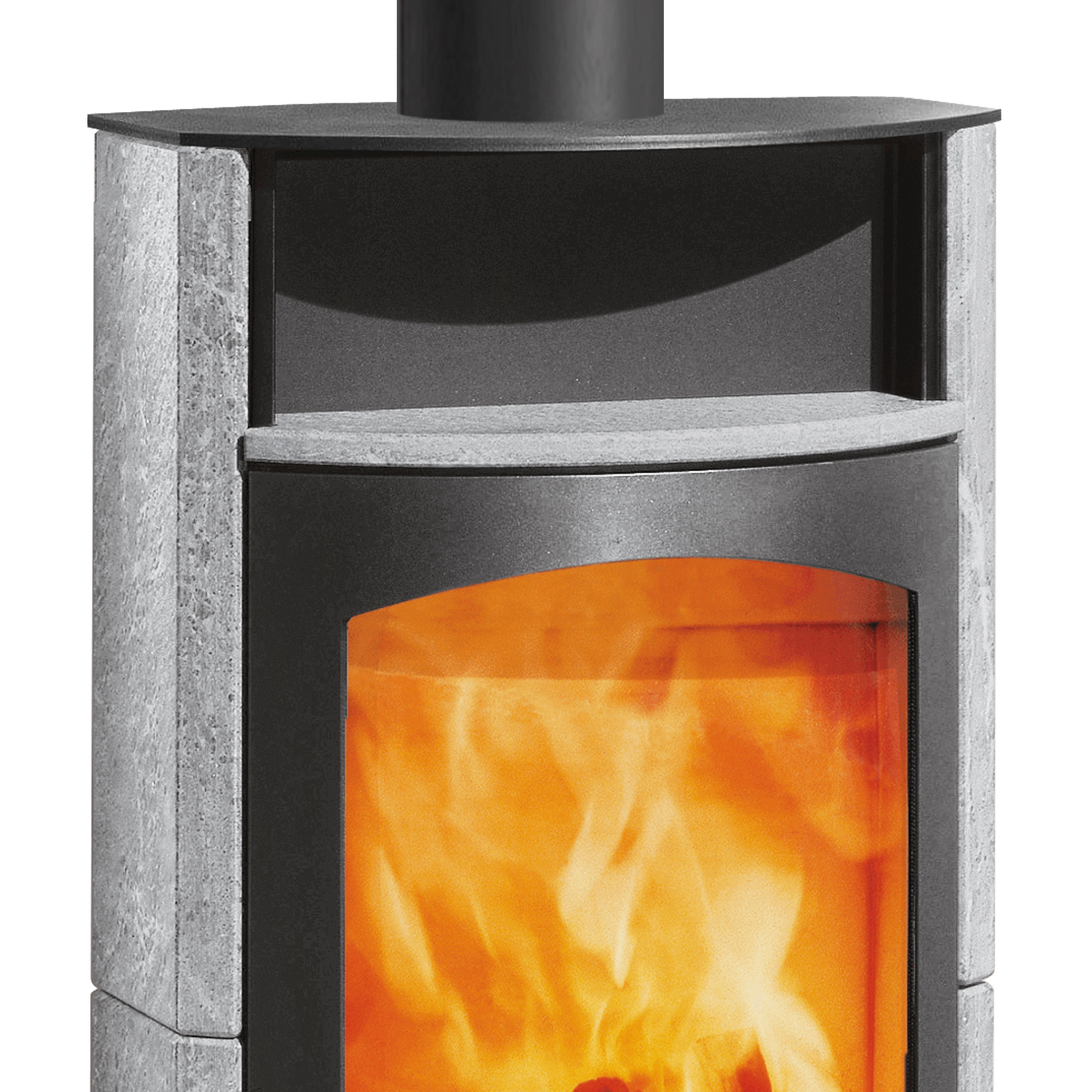 Austroflamm Koko 2.0 Kaminofen Speckstein, Warmhaltefach Speckstein, Guss-Topplatte, RRA oben