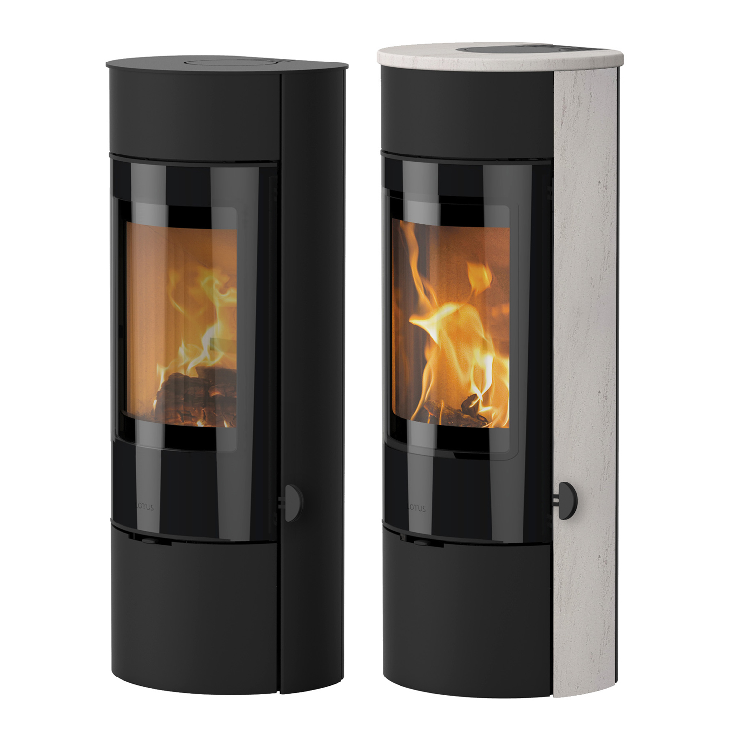 Lotus Prestige Magic 40 Kaminofen Schwarz / Limestone, Rauchabgang oben