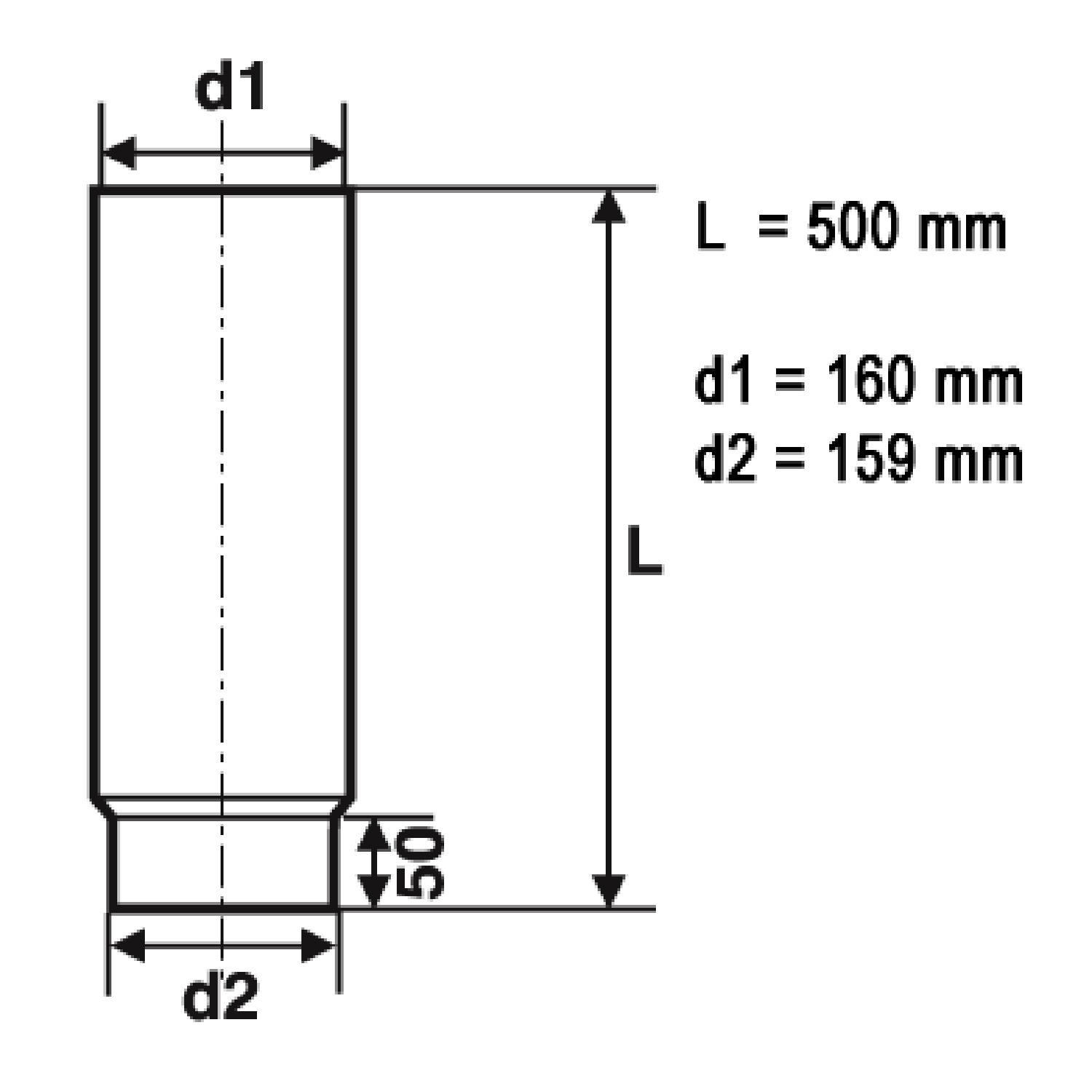 Raik Basic Rauchrohr 160mm gussgrau L: 500mm für Rauchrohr / Ofenrohr