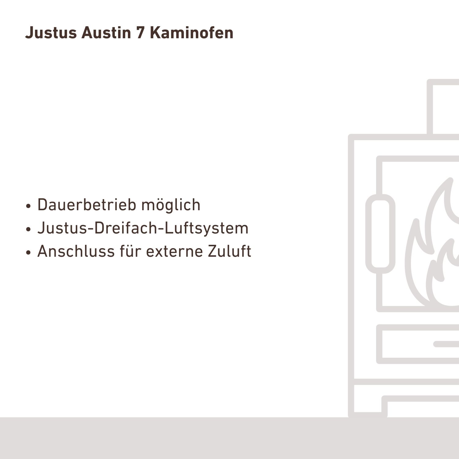 Justus Austin 7 Kaminofen Stahl Schwarz / Kalkstein Cream