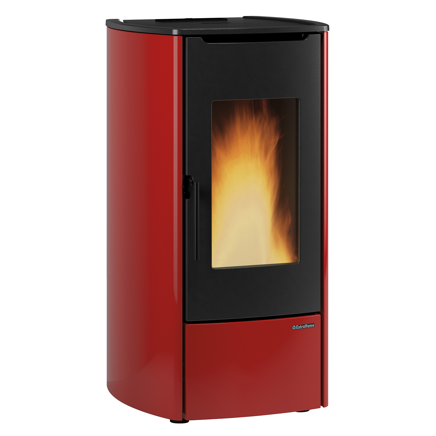 Extraflame Marina Idro 16. H11 wasserführender Pelletofen Stahl Bordeaux - THKE 600 Kombi-Speicher montiert silber 1x WT -Heizungsausdehnungsgefäß 80 L