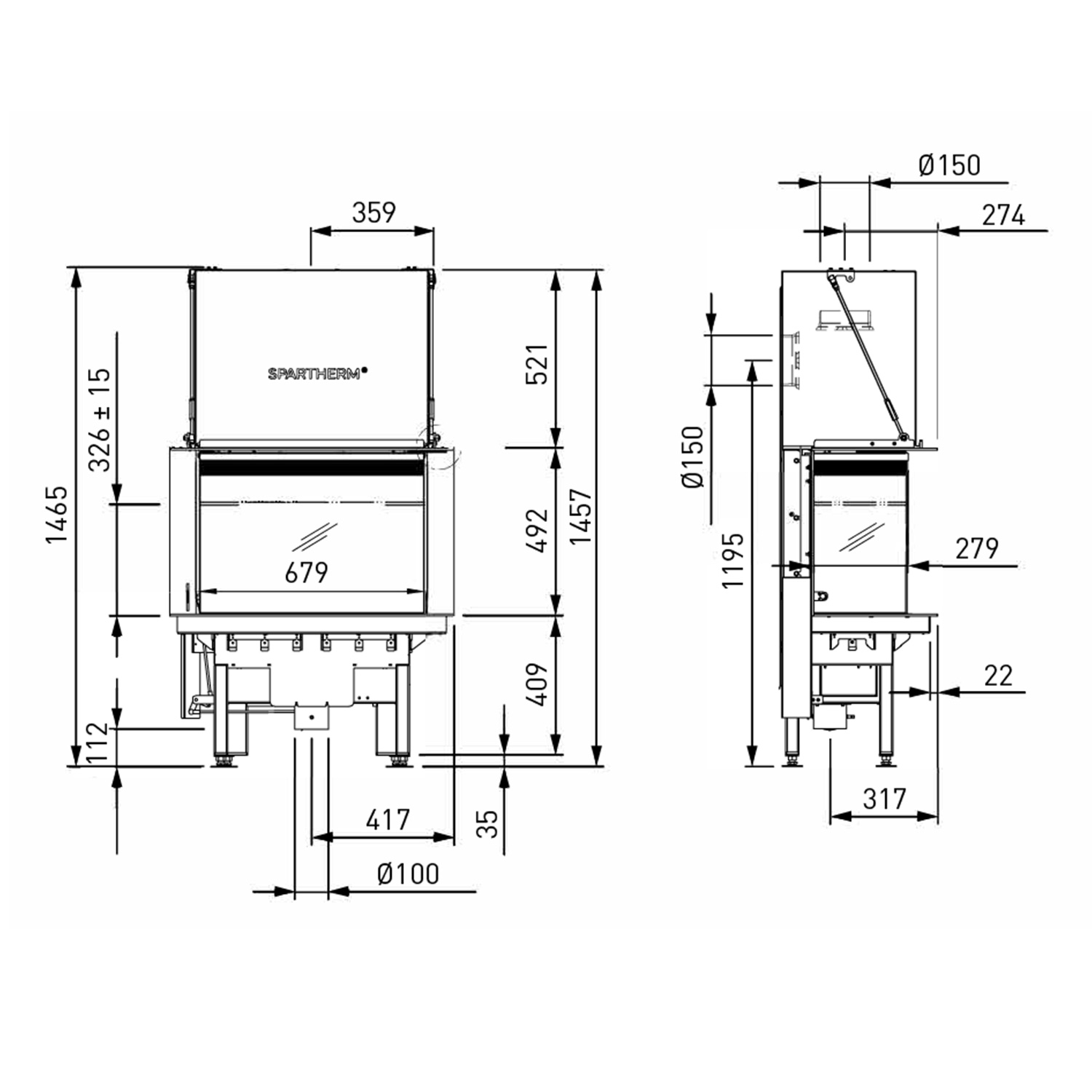 Spartherm Lean 3RL-70h RLU Kamineinsatz