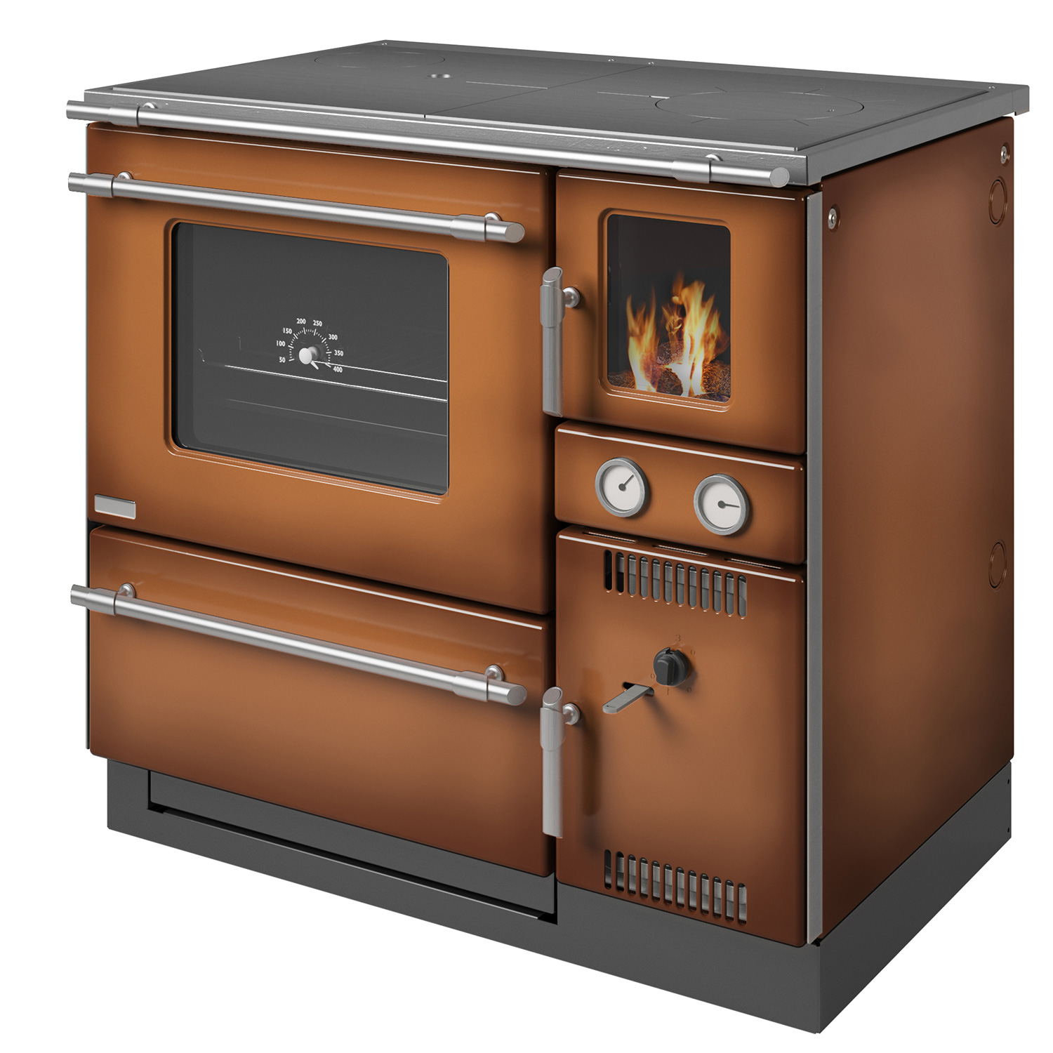 Wamsler K 148 F Küchenofen wasserführend Maron Matt, Rauchrohr links Wamsler K 148 F Küchenofen wasserführend Maron Matt, Rauchrohr links