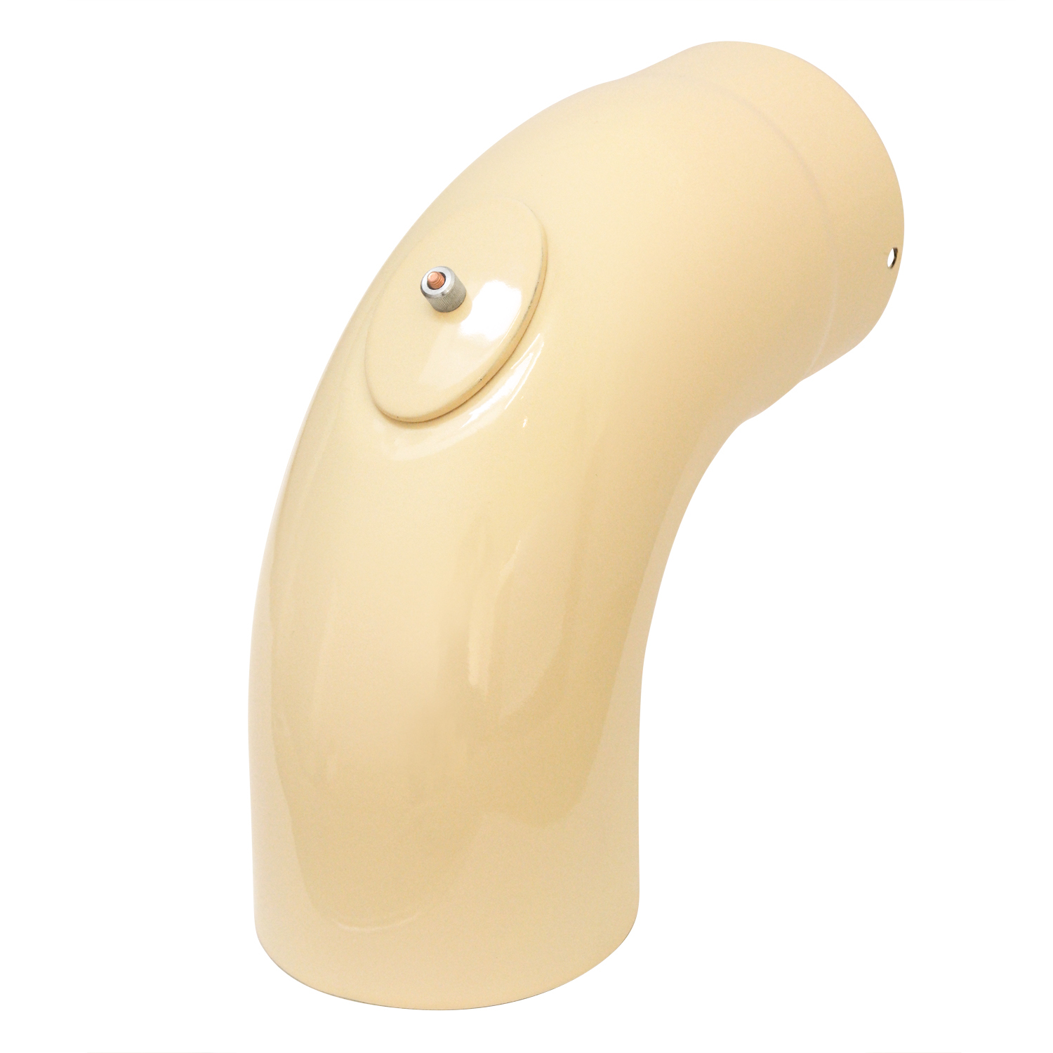 Raik Rauchrohrbogen / Ofenrohrbogen Emaille 130mm - 90° Bogen glatt Elfenbein mit Reinigungsöffnung