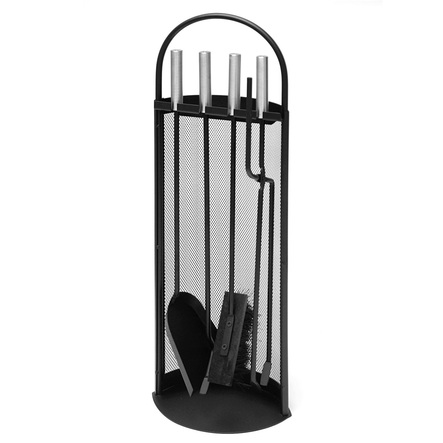 Kaminbesteck Albert mit Raik Kaminhandschuh Rindsleder, 4-teilig, schwarz, Edelstahlgriffe, 66 cm