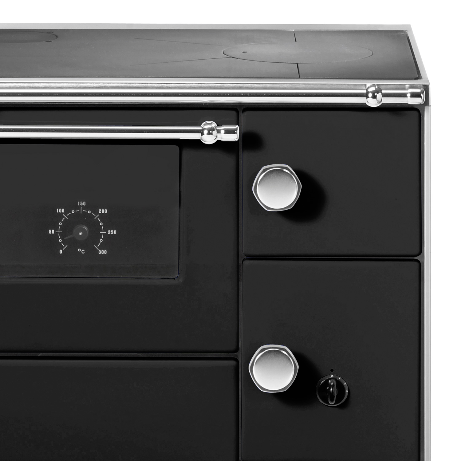 Westminster K76-90 Küchenofen Stahl schwarz, links