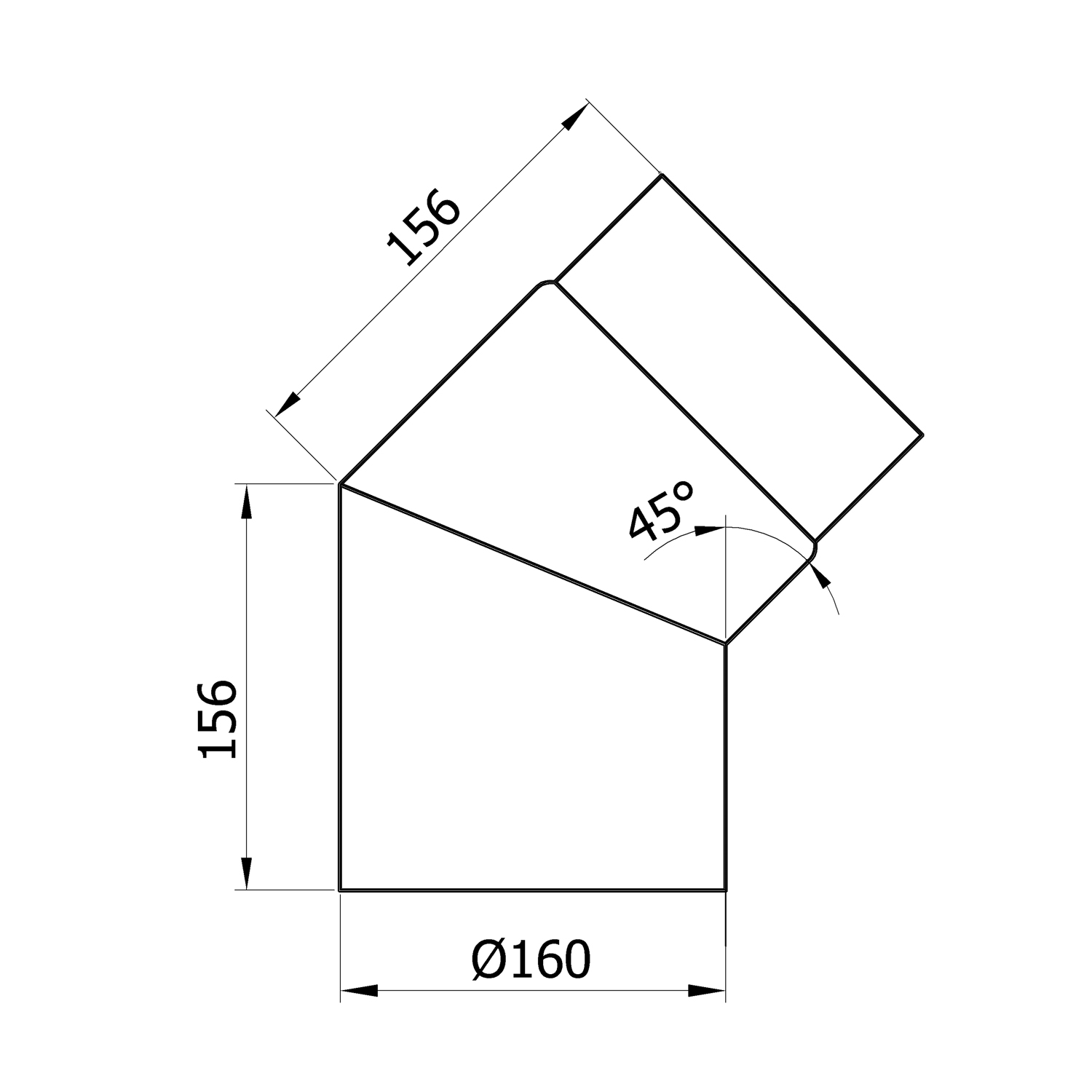 Raik Basic Rauchrohrbogen 160mm gussgrau 45° ohne Tür für Rauchrohr / Ofenrohr