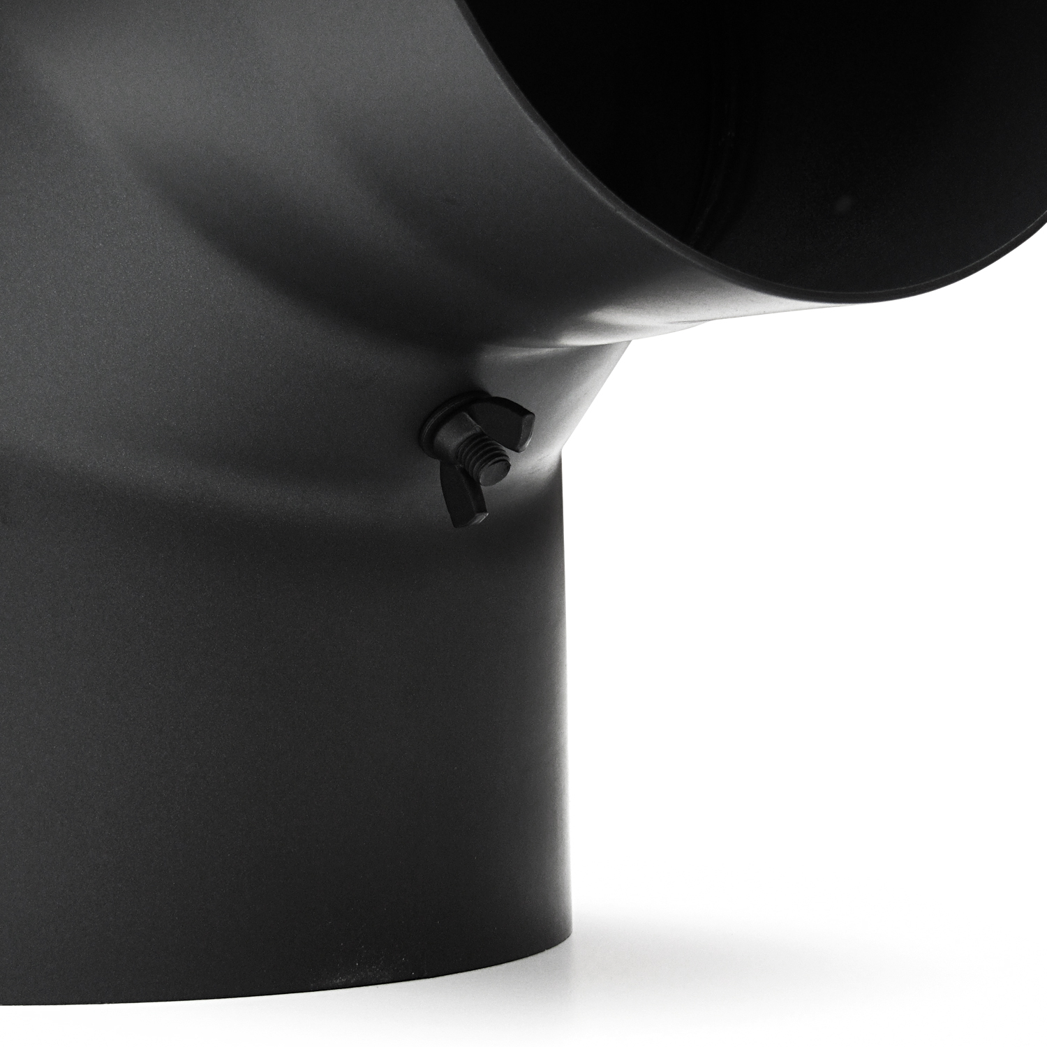 Raik Basic Rauchrohrbogen 200mm schwarz 90° mit Tür für Rauchrohr / Ofenrohr