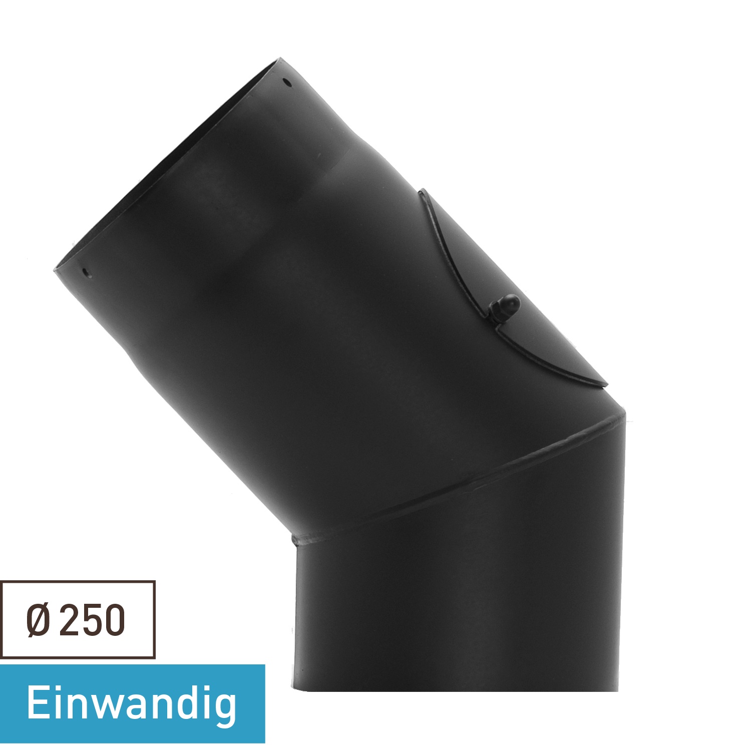 Raik Basic Rauchrohrbogen / Ofenrohr 250mm - 45° mit Reinigungsöffnung schwarz