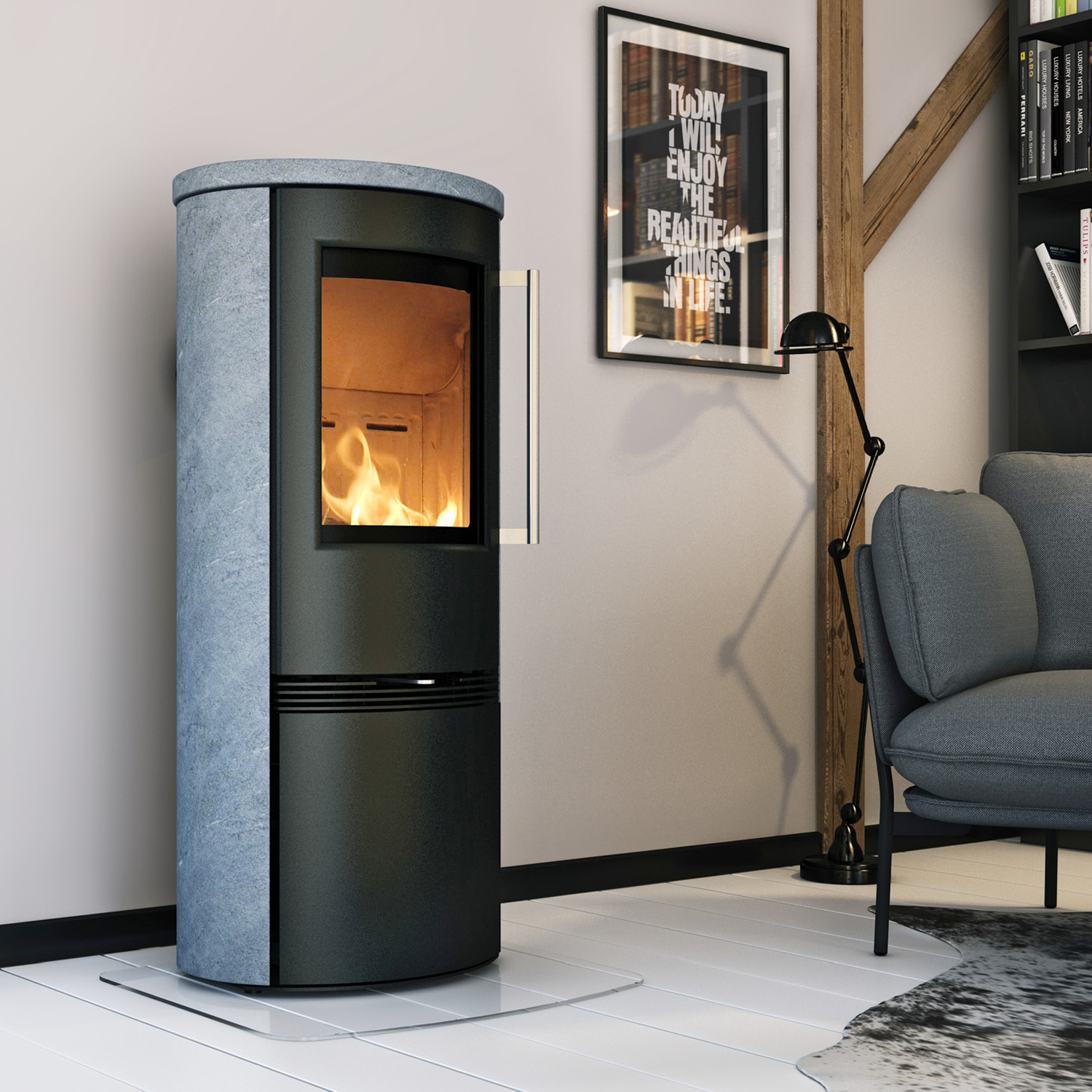 TermaTech TT21RHS Kaminofen Stahl Schwarz / Speckstein TermaTech TT21RHS Kaminofen Stahl Schwarz / Speckstein