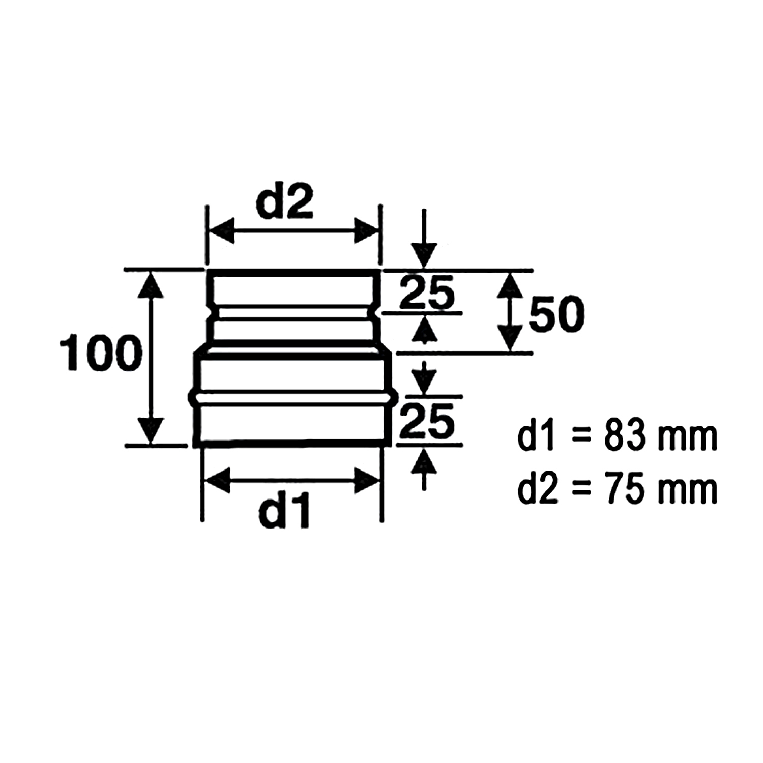 Raik Pelletrohr / Ofenrohr 80mm - Ofenanschlussstück schwarz