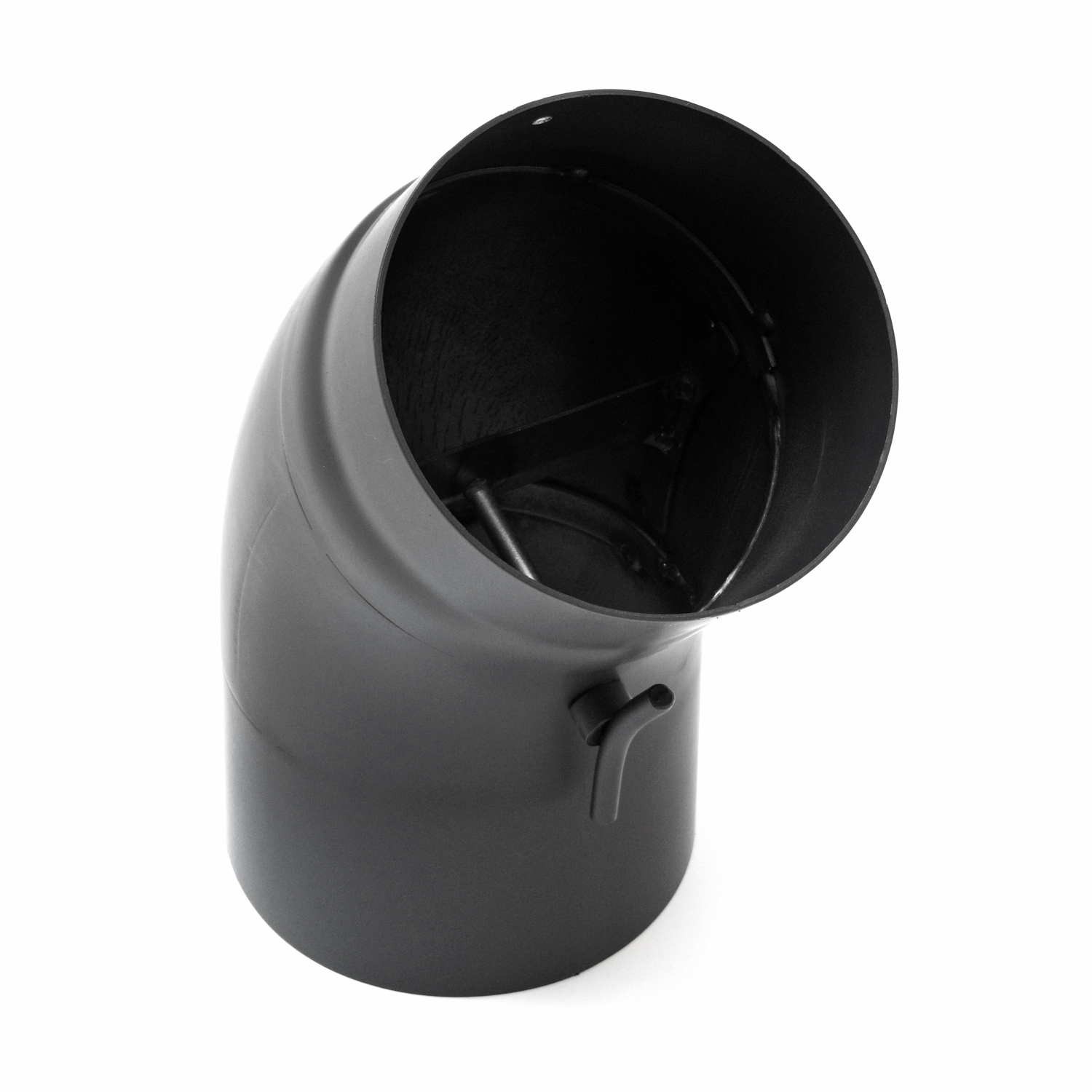 Raik Basic Rauchrohrbogen 150mm schwarz 45° gezogen mit Tür für Rauchrohr / Ofenrohr