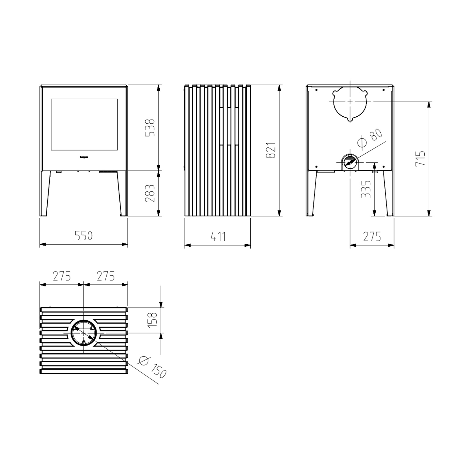 Hergom Glance M Kaminofen Gusseisen schwarz