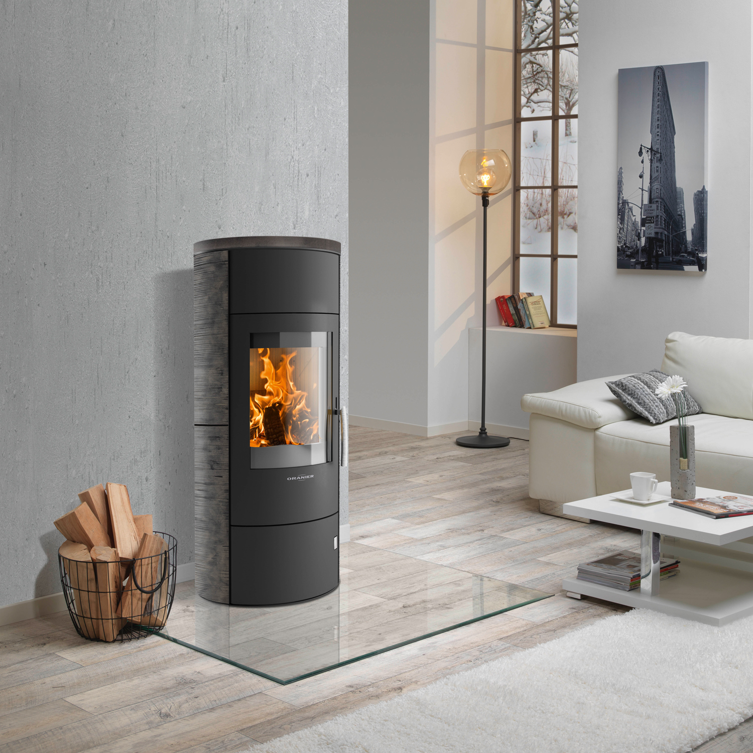 Oranier Polar W+ 2.0 Kaminofen Stahl Schwarz / Keramik Namib