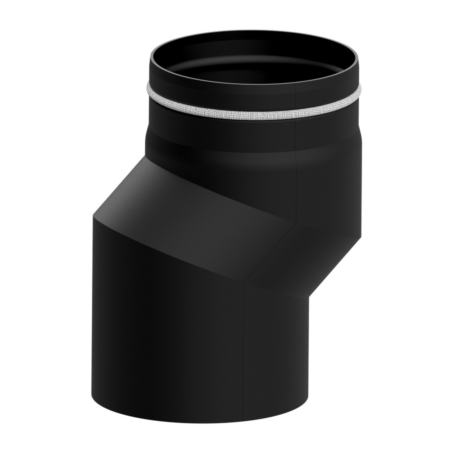 Raik Lifestyle Versatzbogen Durchmesser 150x404x2,00mm eingezogen V=15-200mm drehbar mit Dichtung schwarz für Rauchrohr/ Ofenrohr