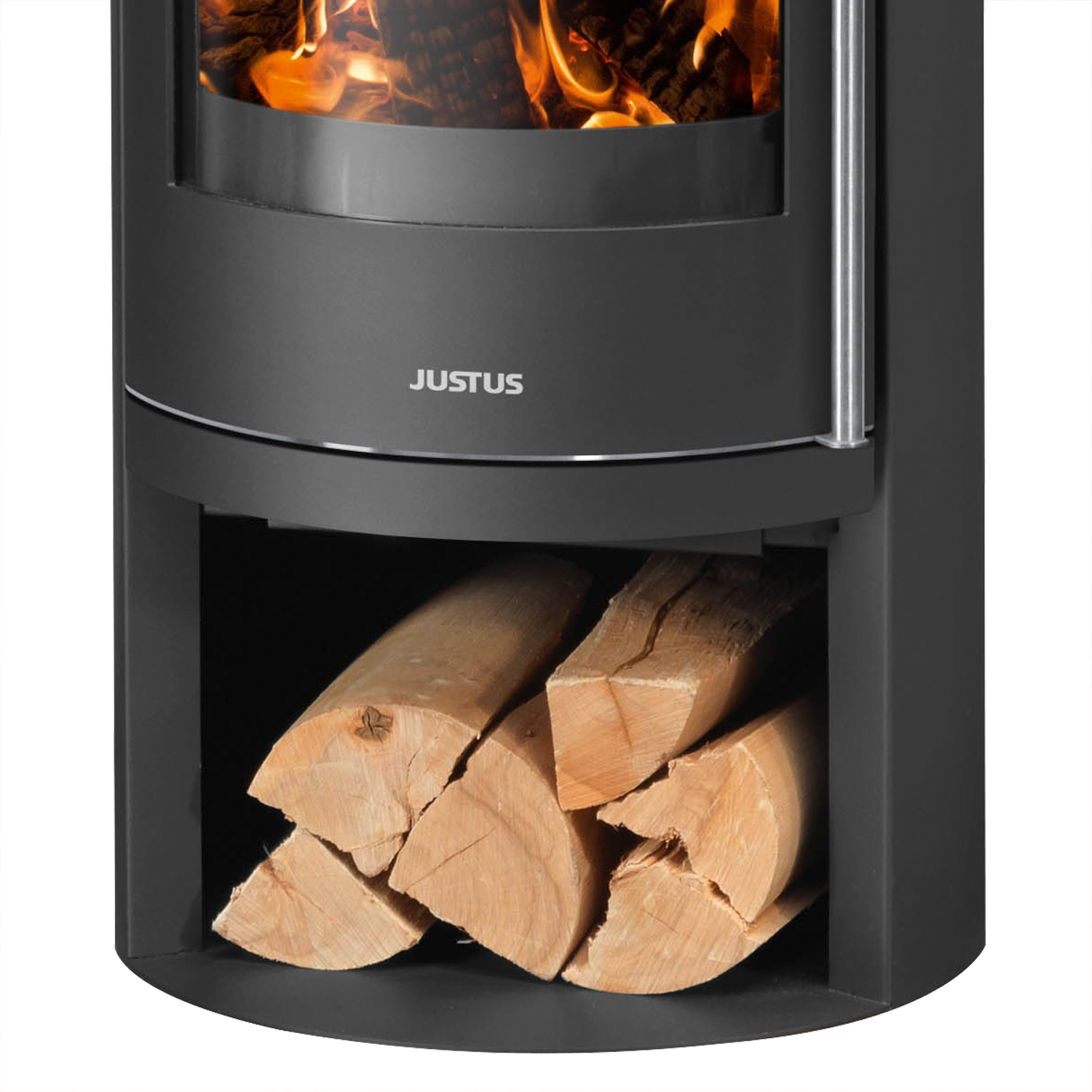 Justus Mino 2.0 Kaminofen Stahl Schwarz mit Keramik-Abdeckplatte Bordeauxrot