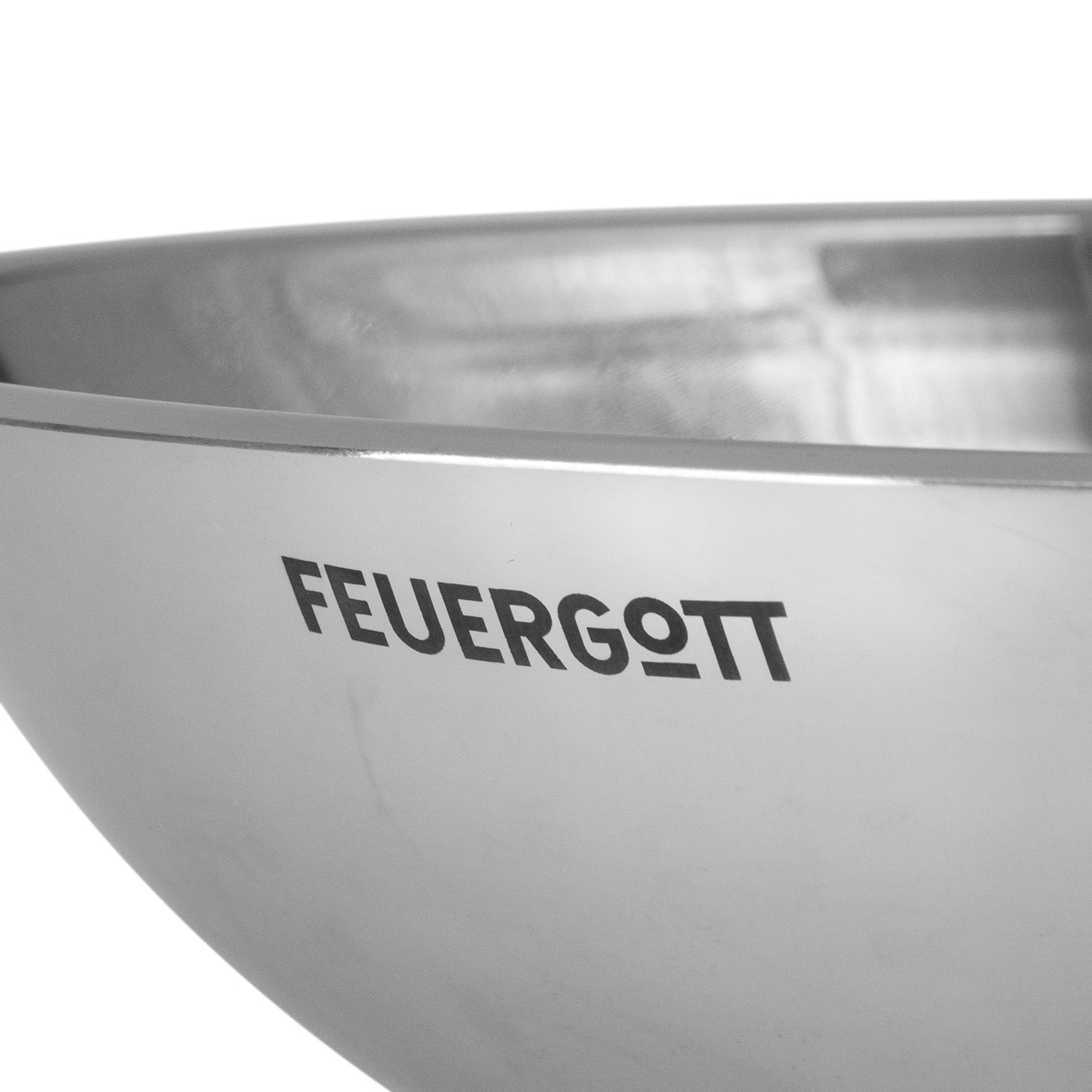 Feuergott Wok Set Edelstahl mit Wokring und Anzündkamin