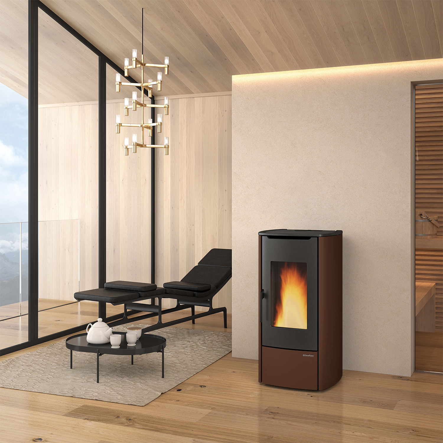 Extraflame Marina Idro 16 H11 wasserführender Pelletofen Stahl Bronze
