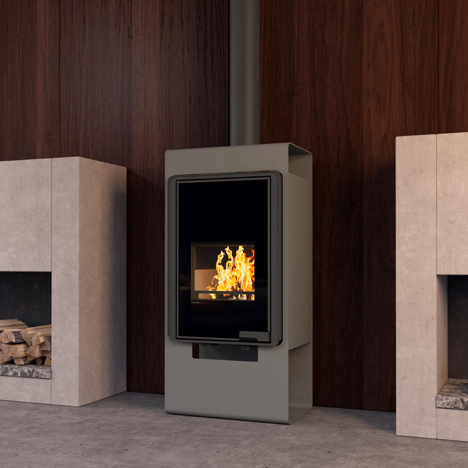 HS Flamingo Deluxe Singa Kaminofen Grau