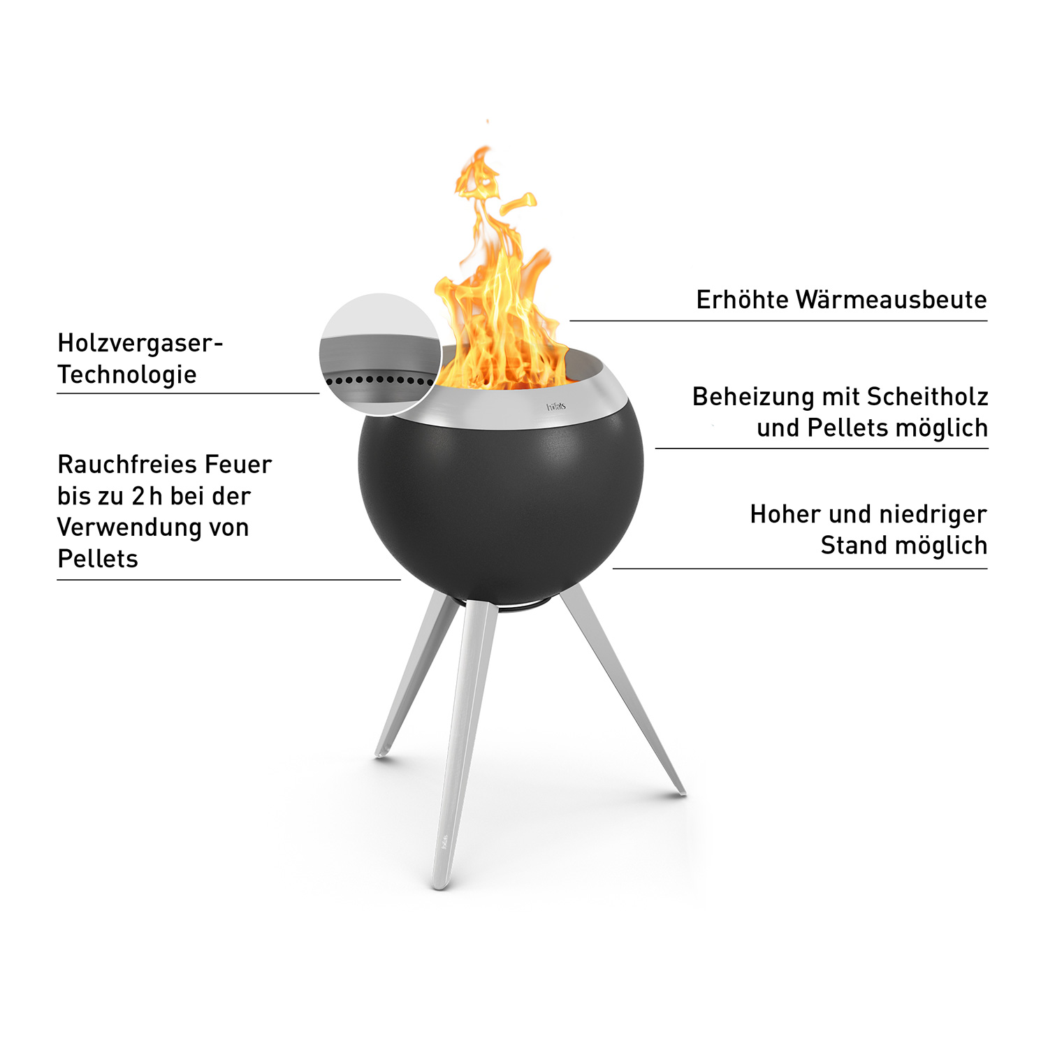 höfats MOON 45 Feuerschale mit hohem Fuß