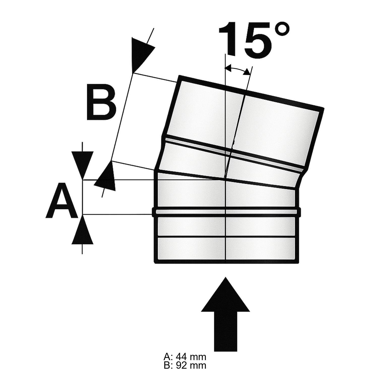 Schiedel PRIMA PLUS Bogen 15° Ø180 mm einwandig matt