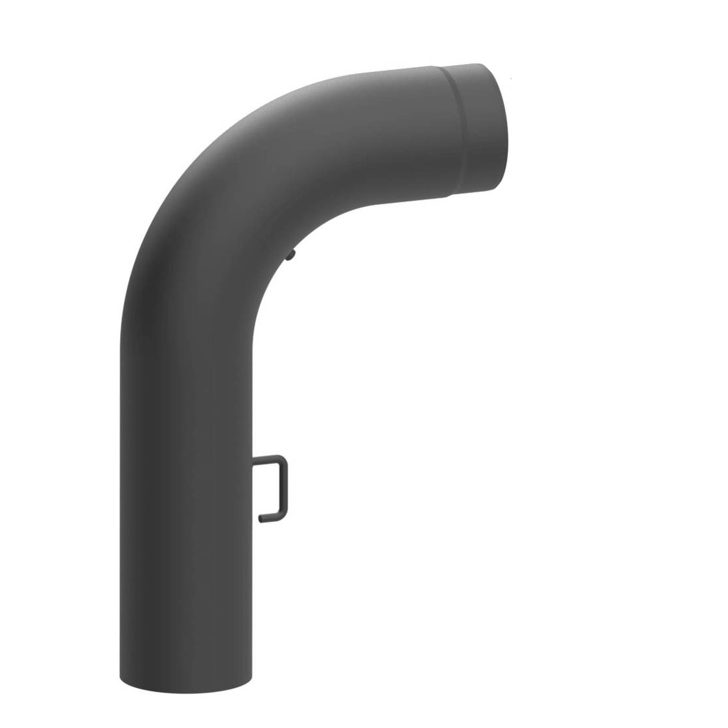 Raik Lifestyle Winkelbogen Durchmesser 150/90° 2,00mm glatt 700/450 mit eingelegter Tür, mit DKL grau für Rauchrohr/ Ofenrohr