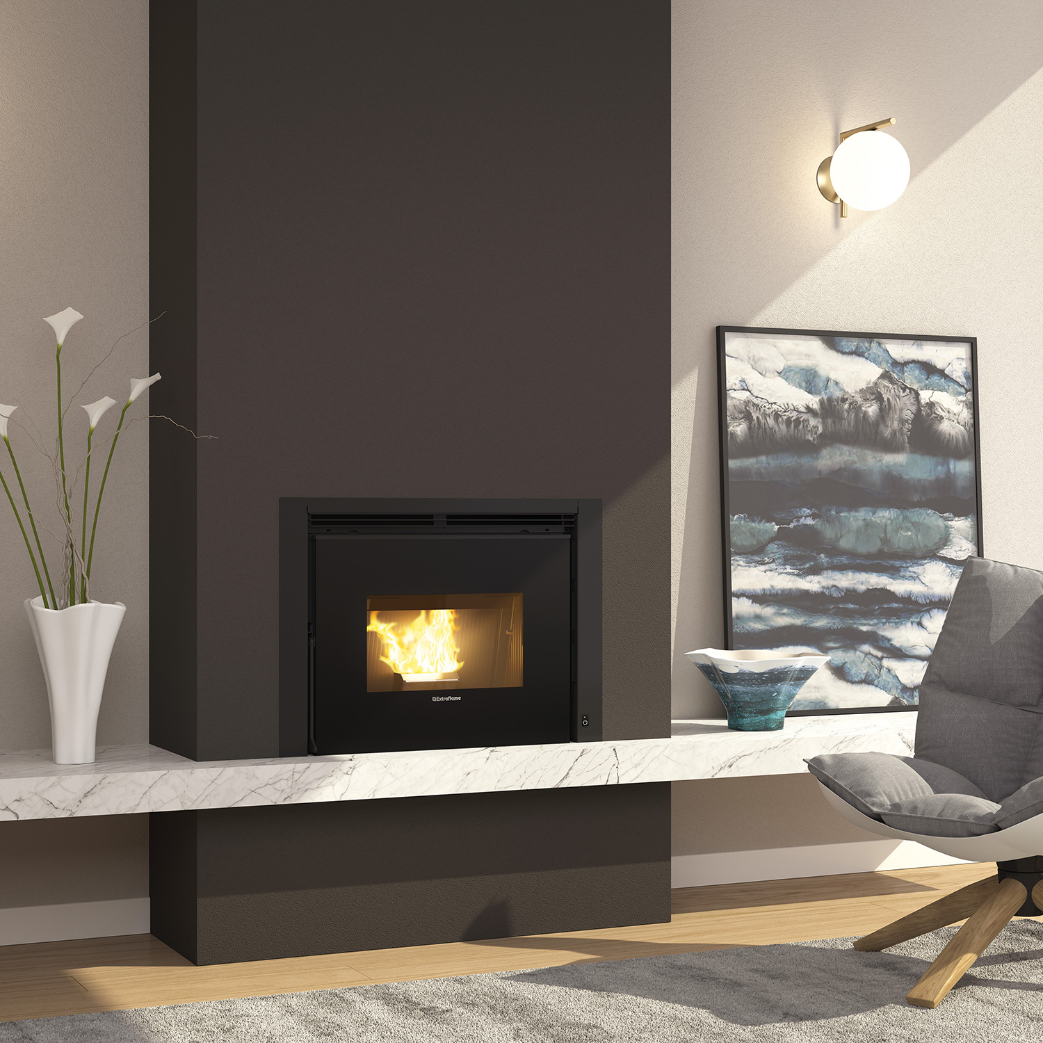 Extraflame Comfort P70 Air Plus Pelleteinsatz Stahl Schwarz